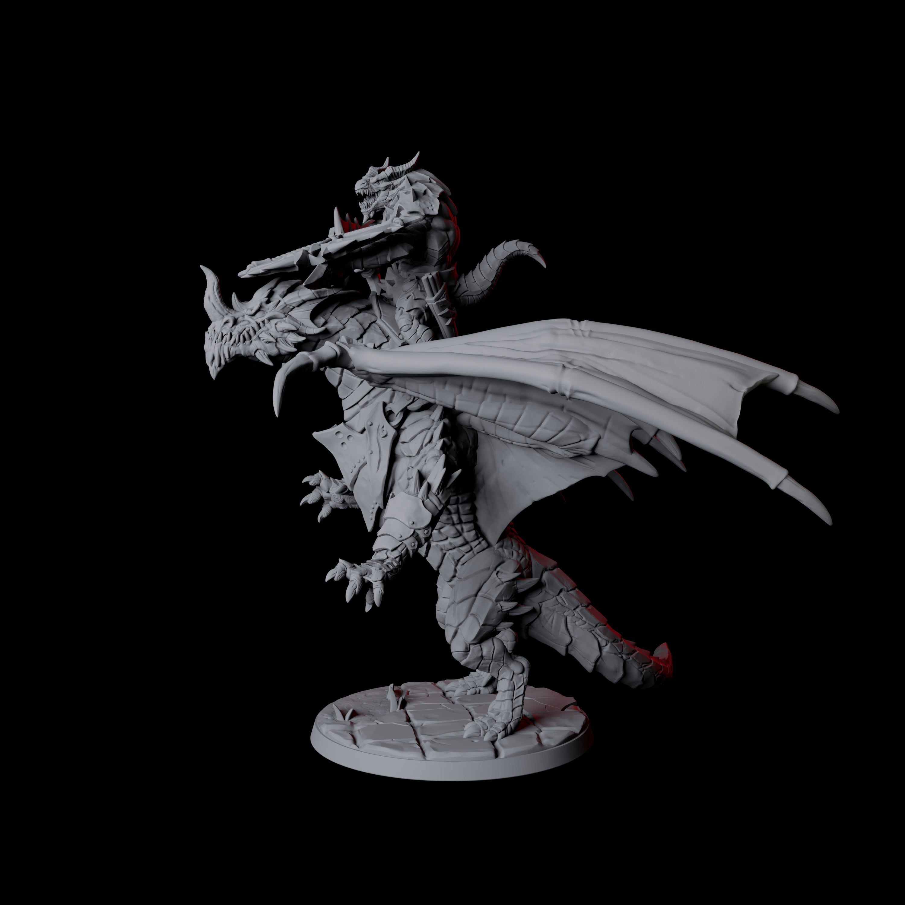 Valiant Dragonborn Warriors Riding Dragon D Miniature for Dungeons and Dragons, Pathfinder or other TTRPGs