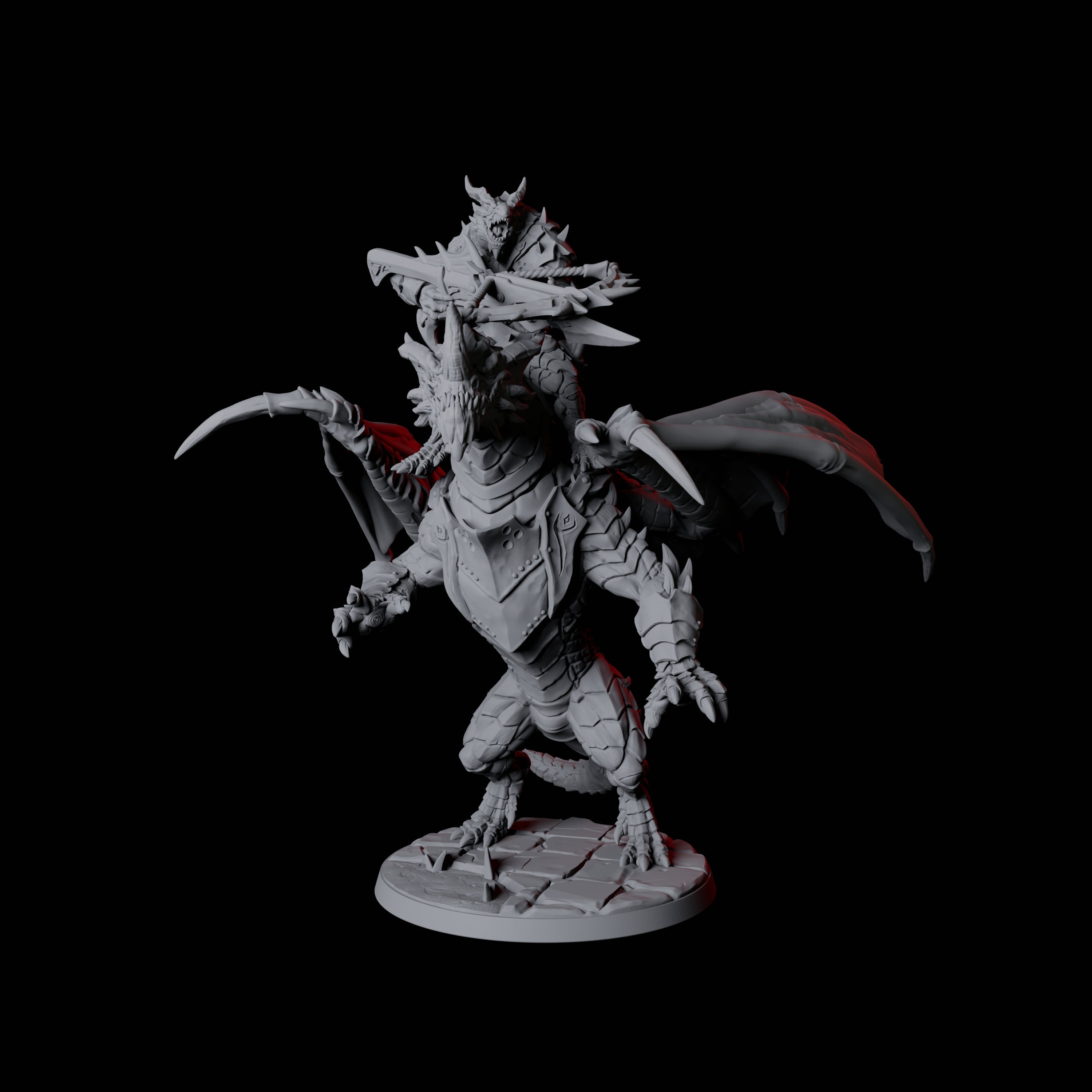 Valiant Dragonborn Warriors Riding Dragon D Miniature for Dungeons and Dragons, Pathfinder or other TTRPGs