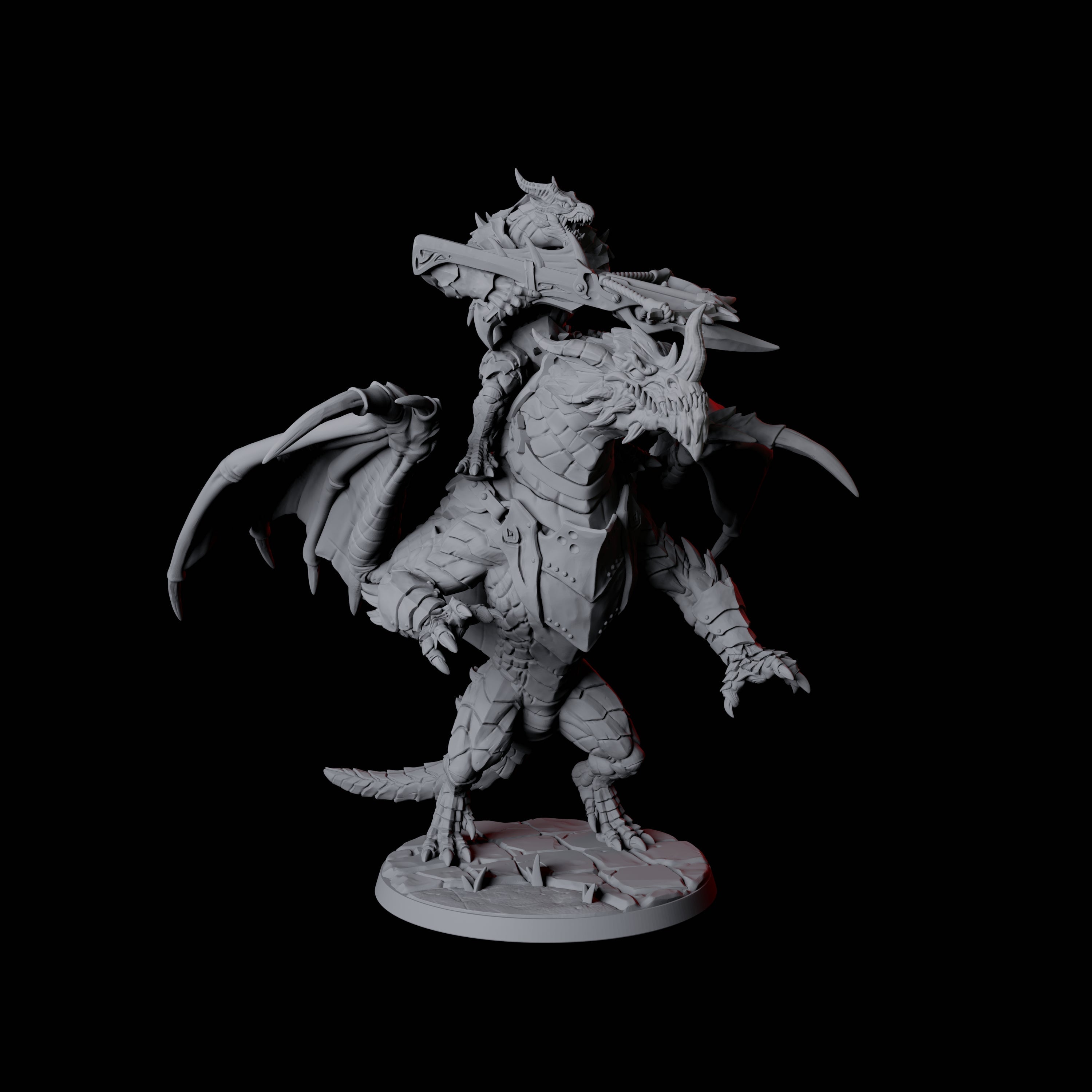 Valiant Dragonborn Warriors Riding Dragon D Miniature for Dungeons and Dragons, Pathfinder or other TTRPGs
