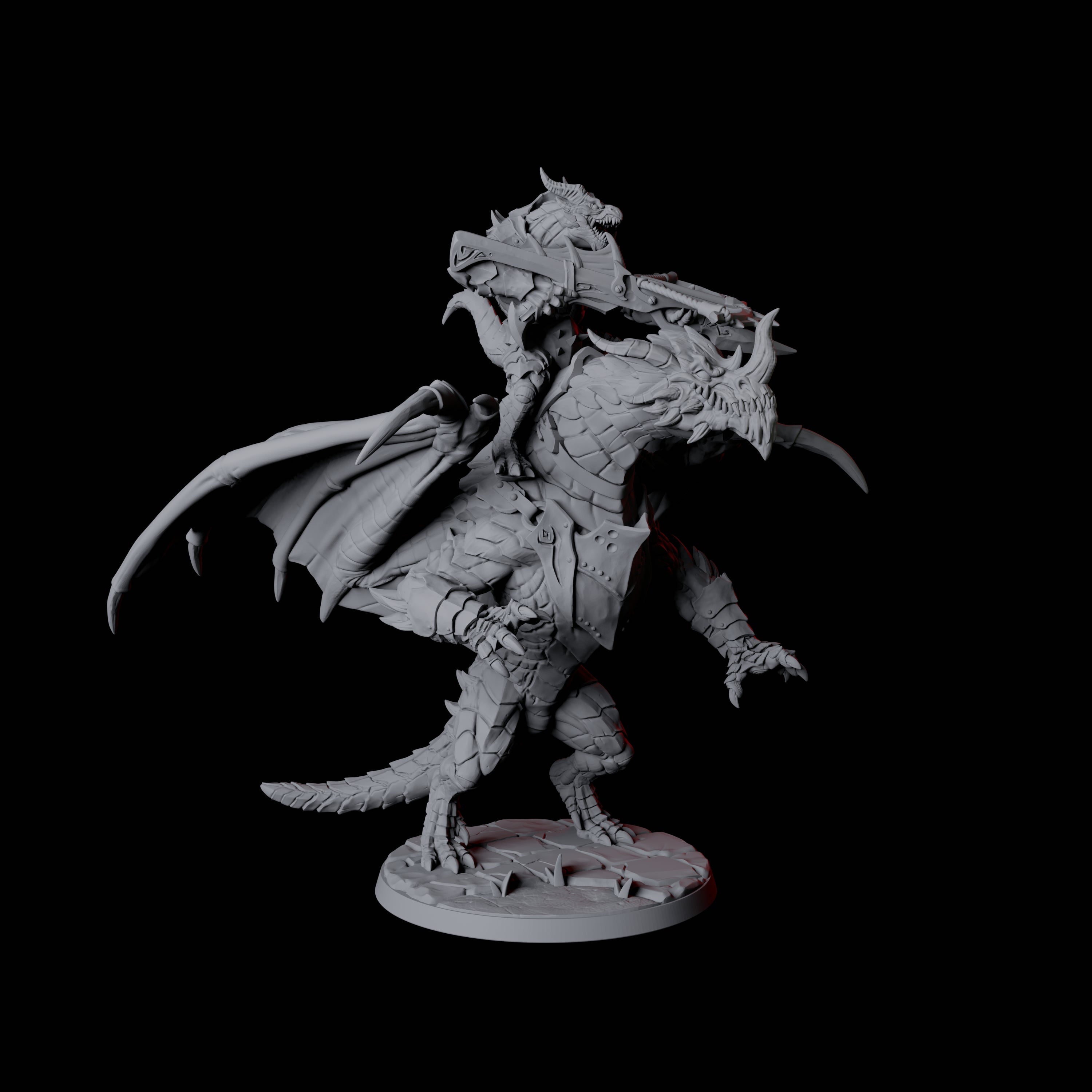 Valiant Dragonborn Warriors Riding Dragon D Miniature for Dungeons and Dragons, Pathfinder or other TTRPGs