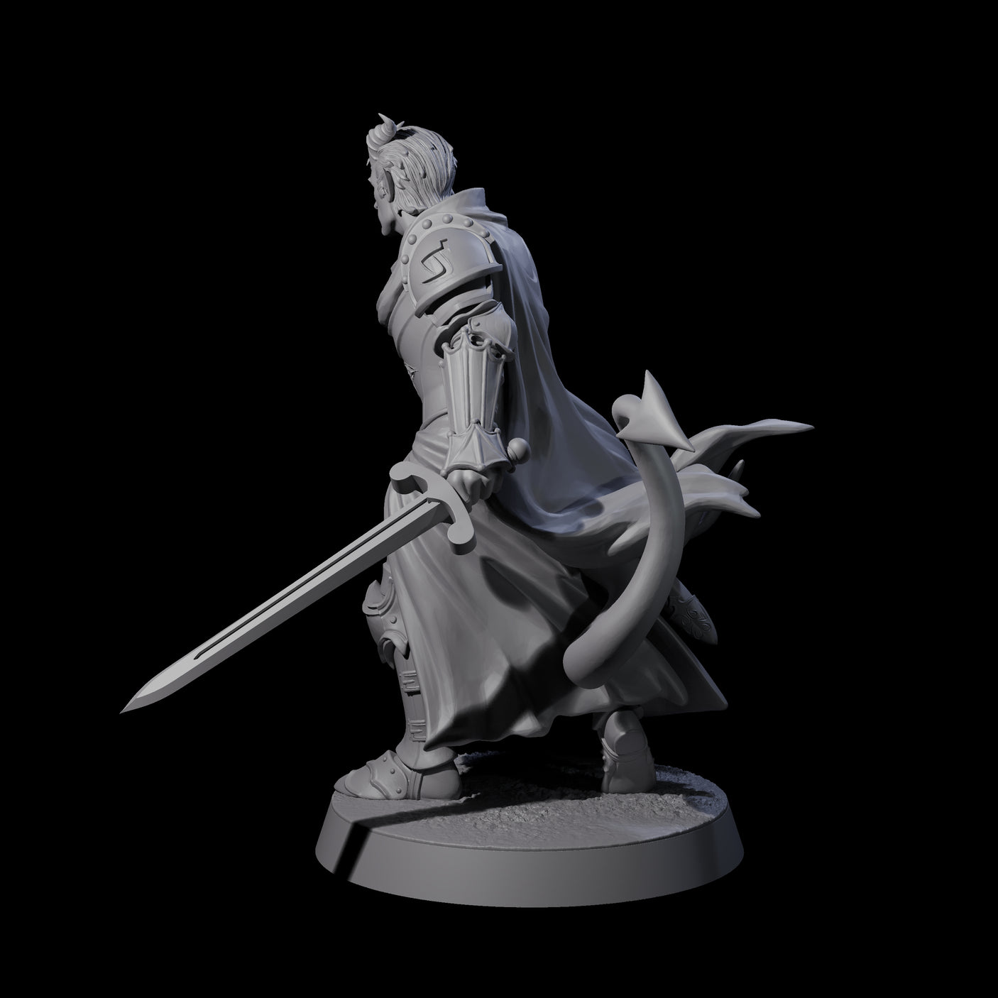 Valiant Tiefling Knight A Miniature for Dungeons and Dragons, Pathfinder or other TTRPGs