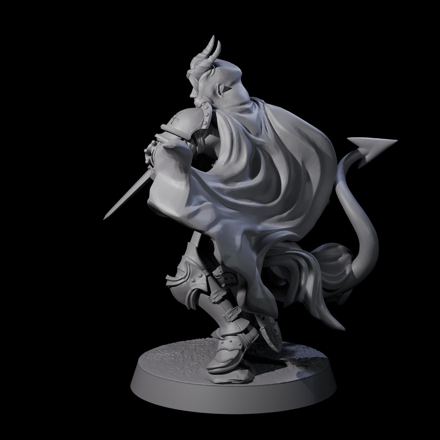 Valiant Tiefling Knight B Miniature for Dungeons and Dragons, Pathfinder or other TTRPGs