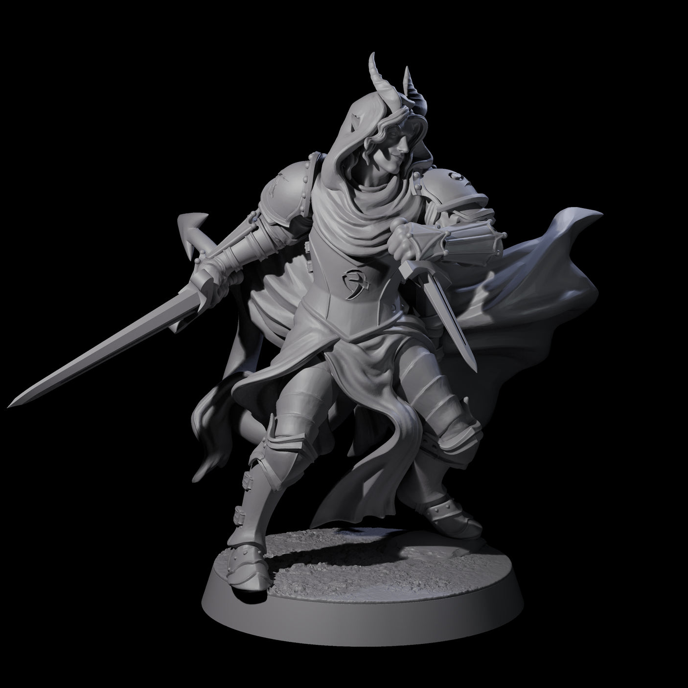 Valiant Tiefling Knight B Miniature for Dungeons and Dragons, Pathfinder or other TTRPGs