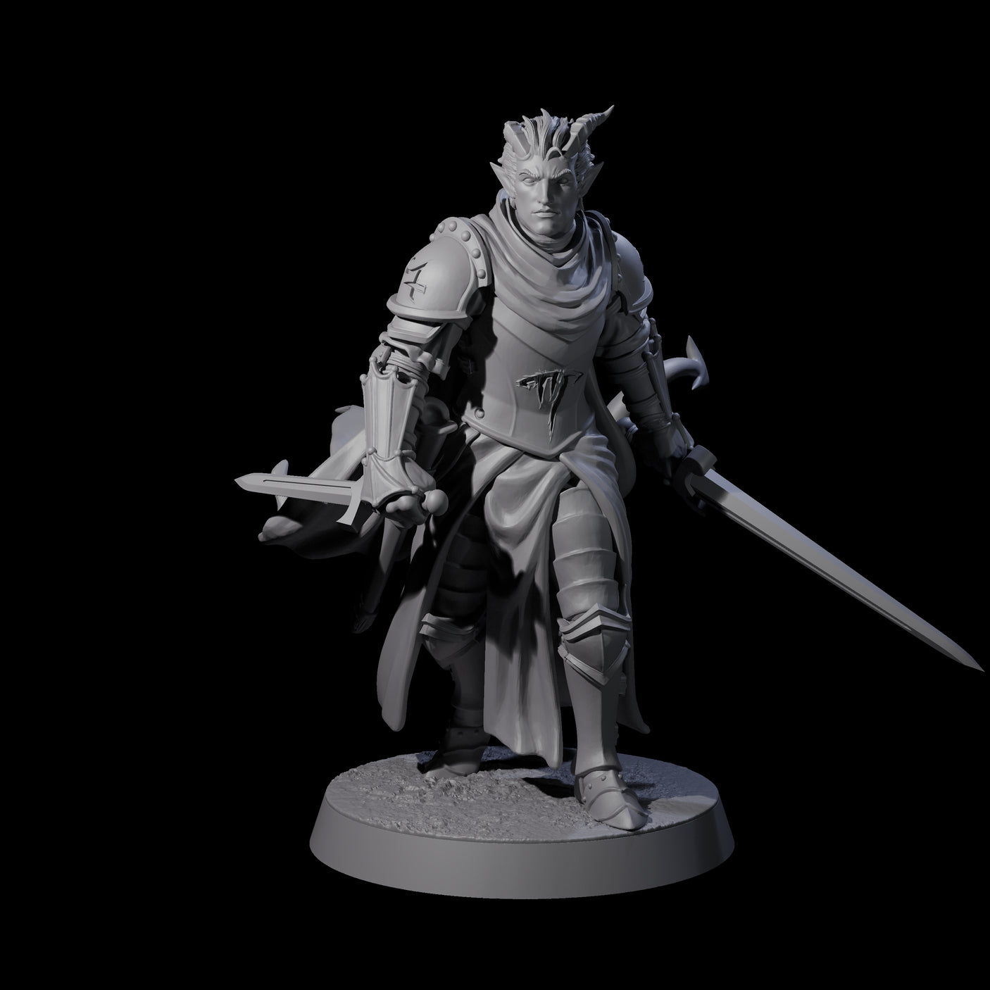 Valiant Tiefling Knights Miniature for Dungeons and Dragons, Pathfinder or other TTRPGs
