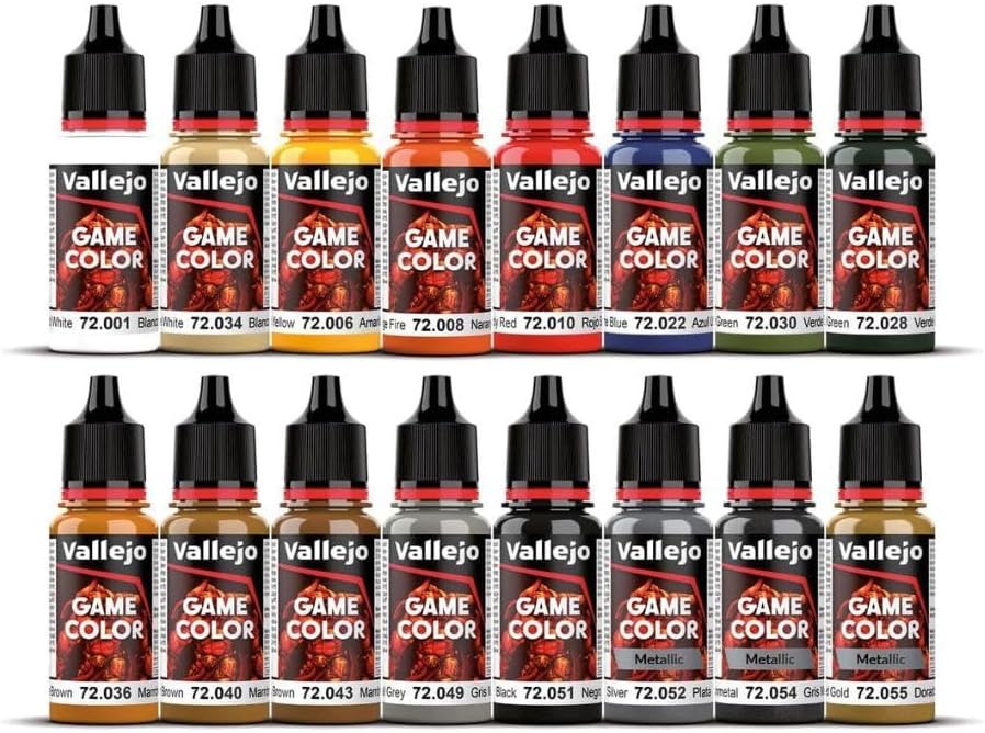 Vallejo Acrylic Paint 16 Colours for Fantasy Figures Miniature for Dungeons and Dragons, Pathfinder or other TTRPGs