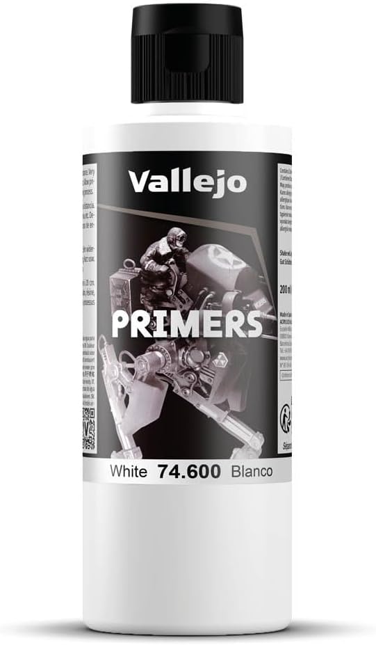 Vallejo Polyurethane Primer - White 200ml Miniature for Dungeons and Dragons, Pathfinder or other TTRPGs