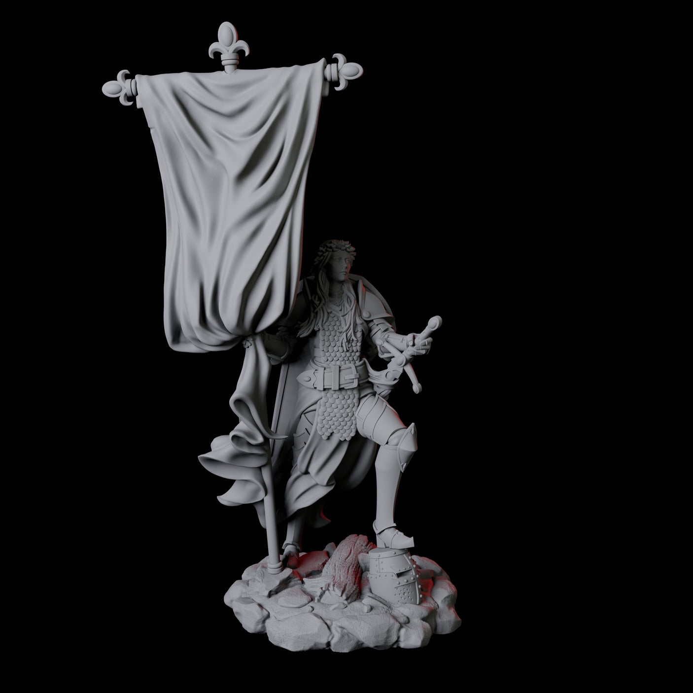 Valorous Fighter Miniature for Dungeons and Dragons, Pathfinder or other TTRPGs