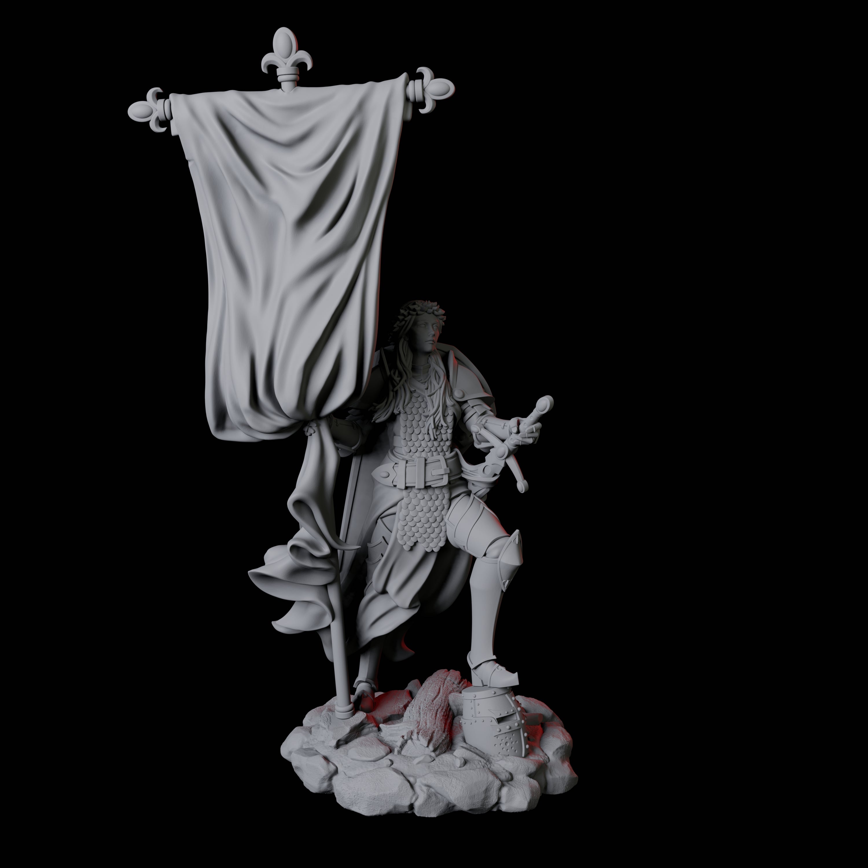 Valorous Fighter Miniature for Dungeons and Dragons, Pathfinder or other TTRPGs