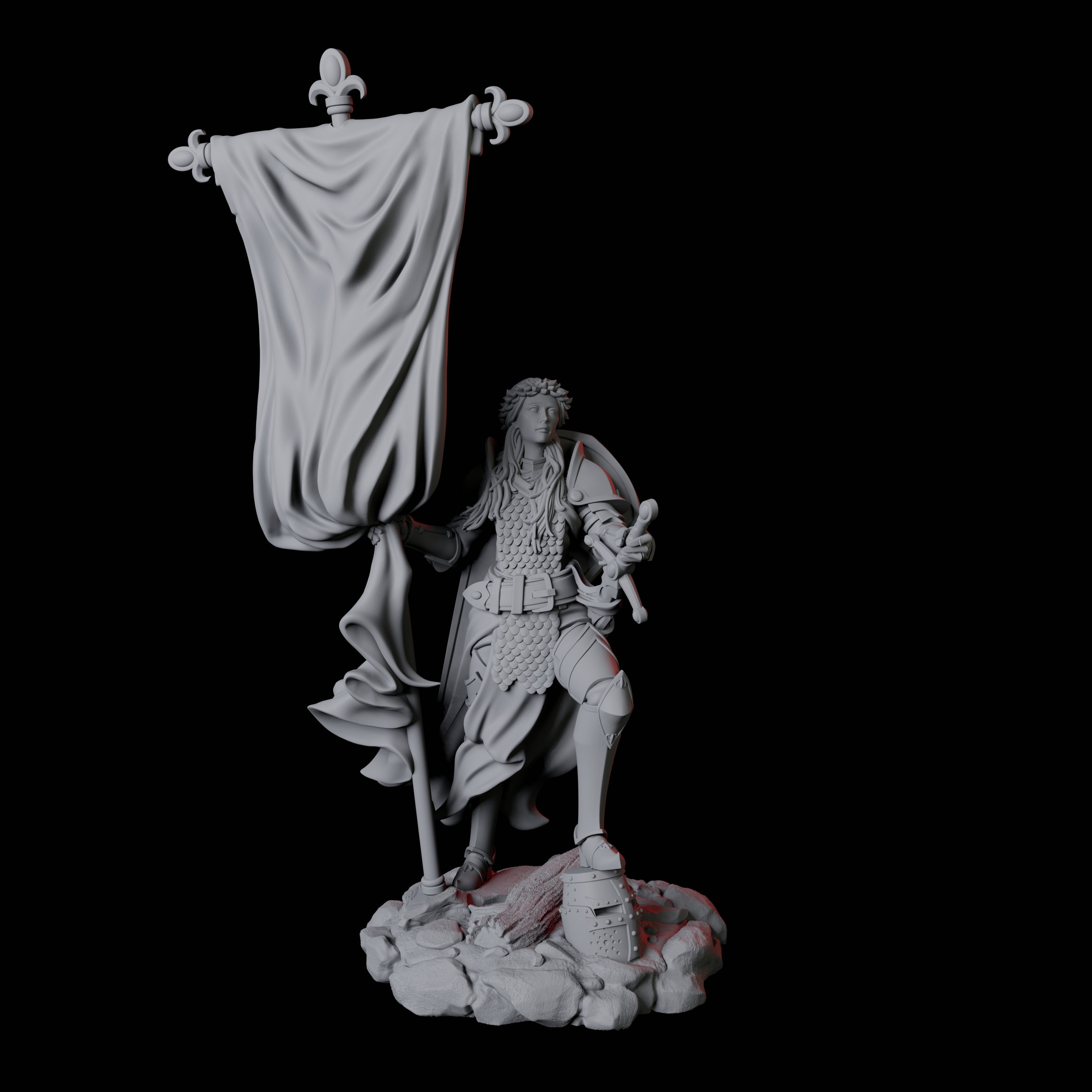 Valorous Fighter Miniature for Dungeons and Dragons, Pathfinder or other TTRPGs