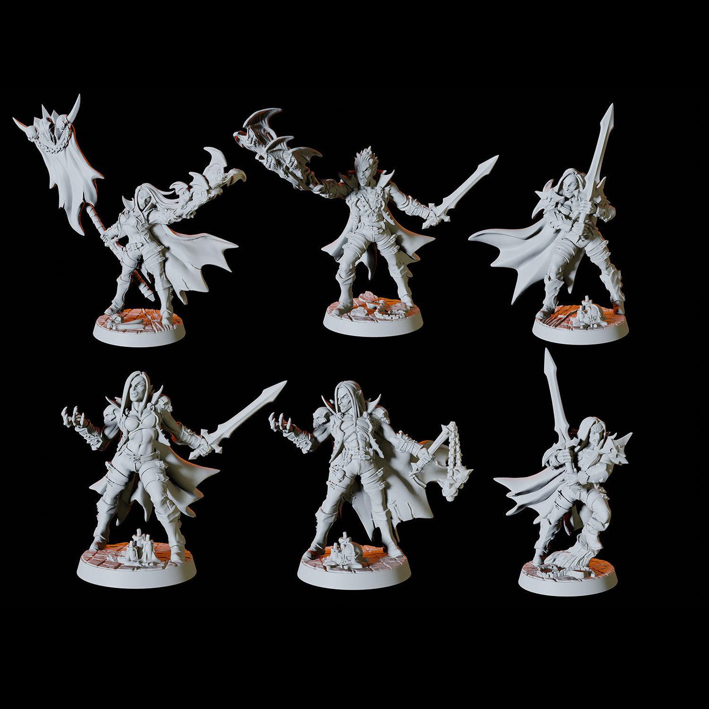 Vampire Army - Six Soldiers Miniature for Dungeons and Dragons, Pathfinder or other TTRPGs