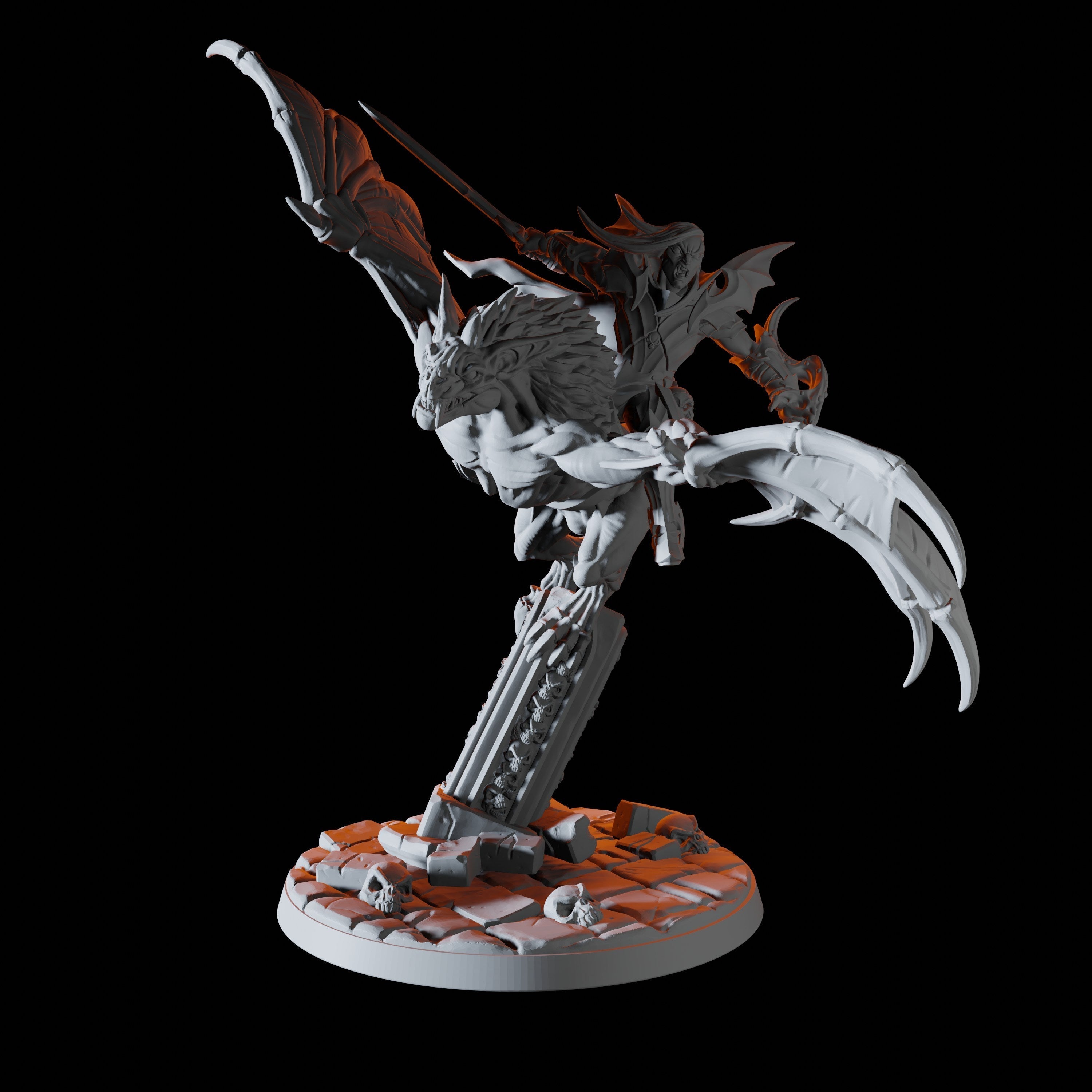 Vampire on Giant Bat A Miniature for Dungeons and Dragons, Pathfinder or other TTRPGs