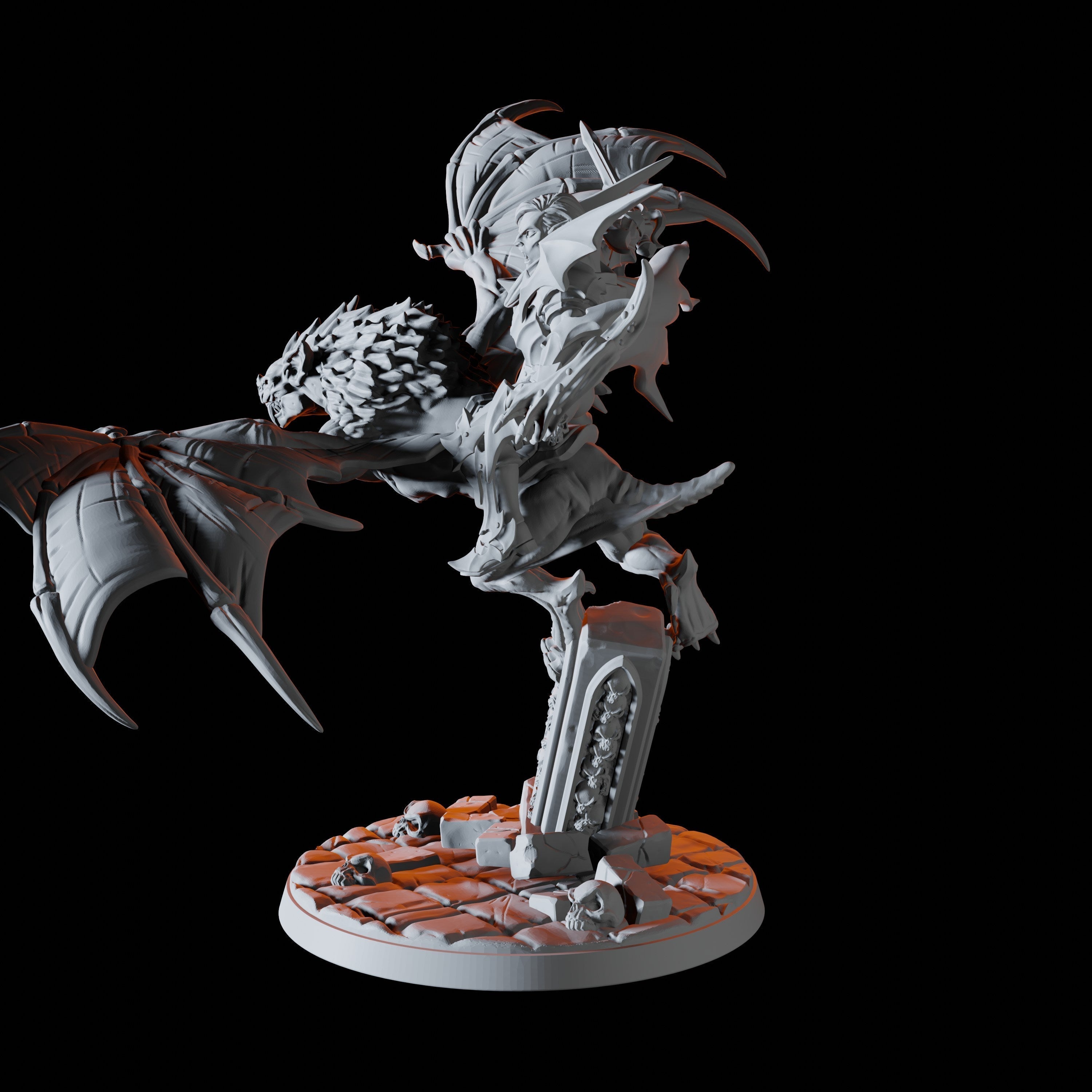Vampire on Giant Bat A Miniature for Dungeons and Dragons, Pathfinder or other TTRPGs
