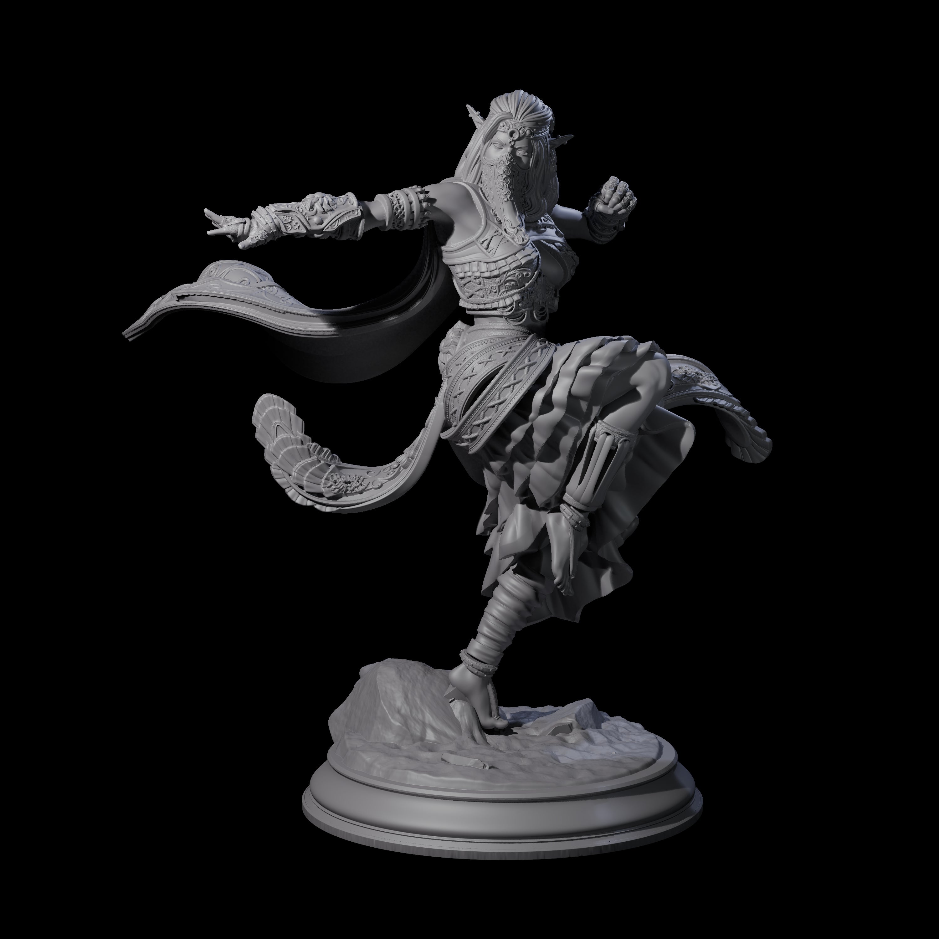 Veiled Elf Monk Miniature for Dungeons and Dragons, Pathfinder or other TTRPGs
