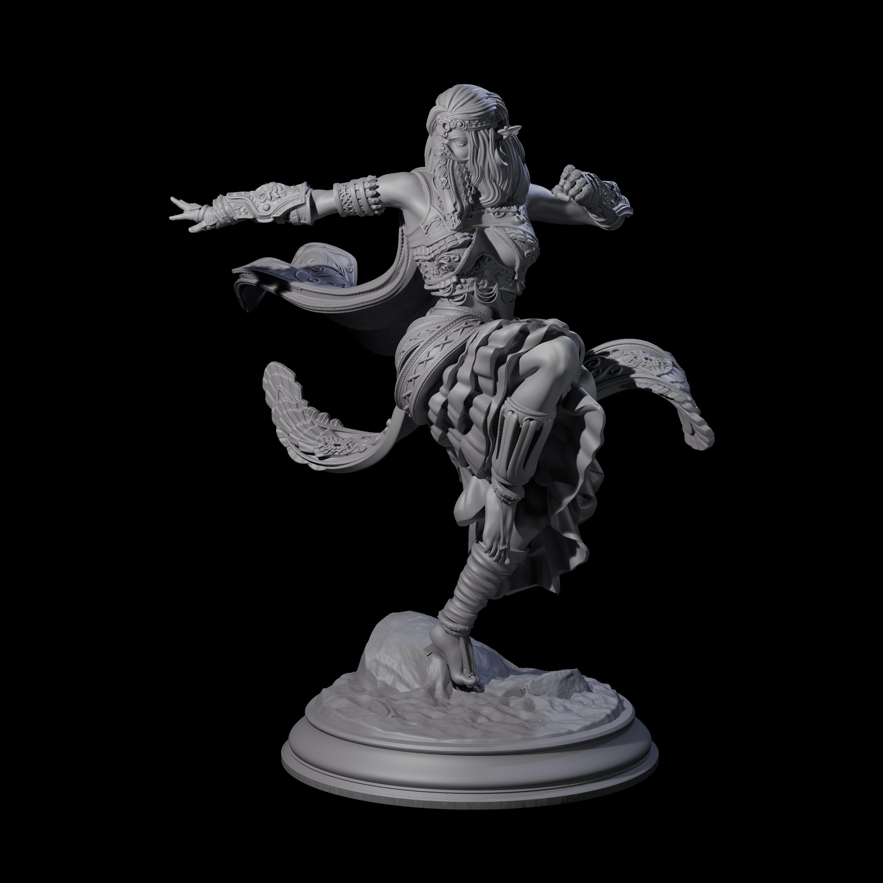 Veiled Elf Monk Miniature for Dungeons and Dragons, Pathfinder or other TTRPGs