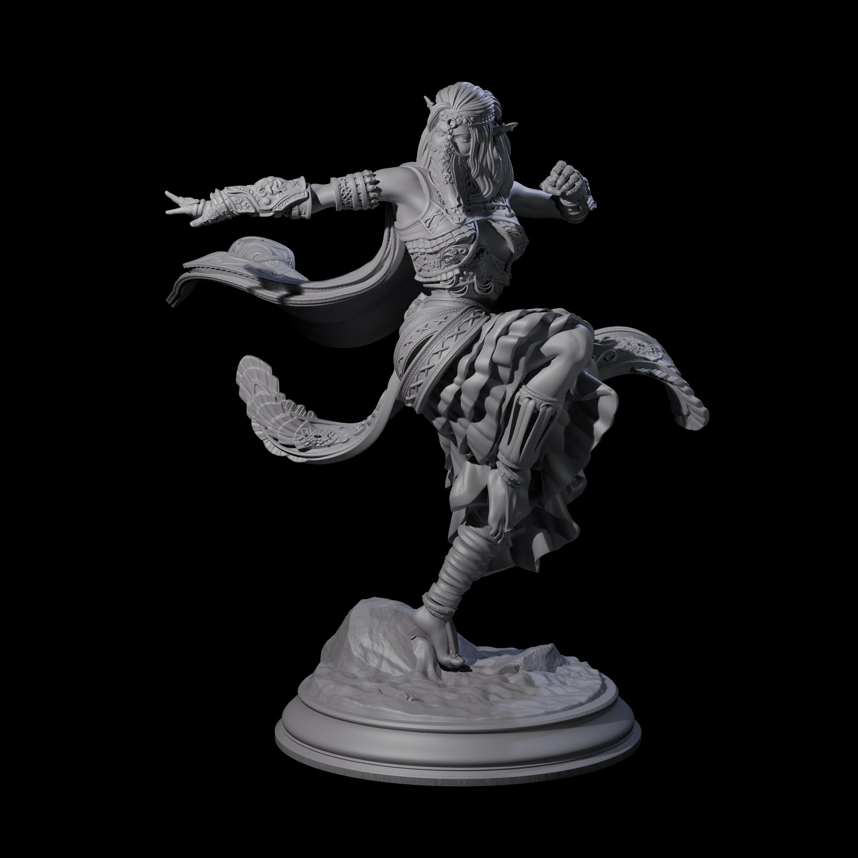 Veiled Elf Monk Miniature for Dungeons and Dragons, Pathfinder or other TTRPGs