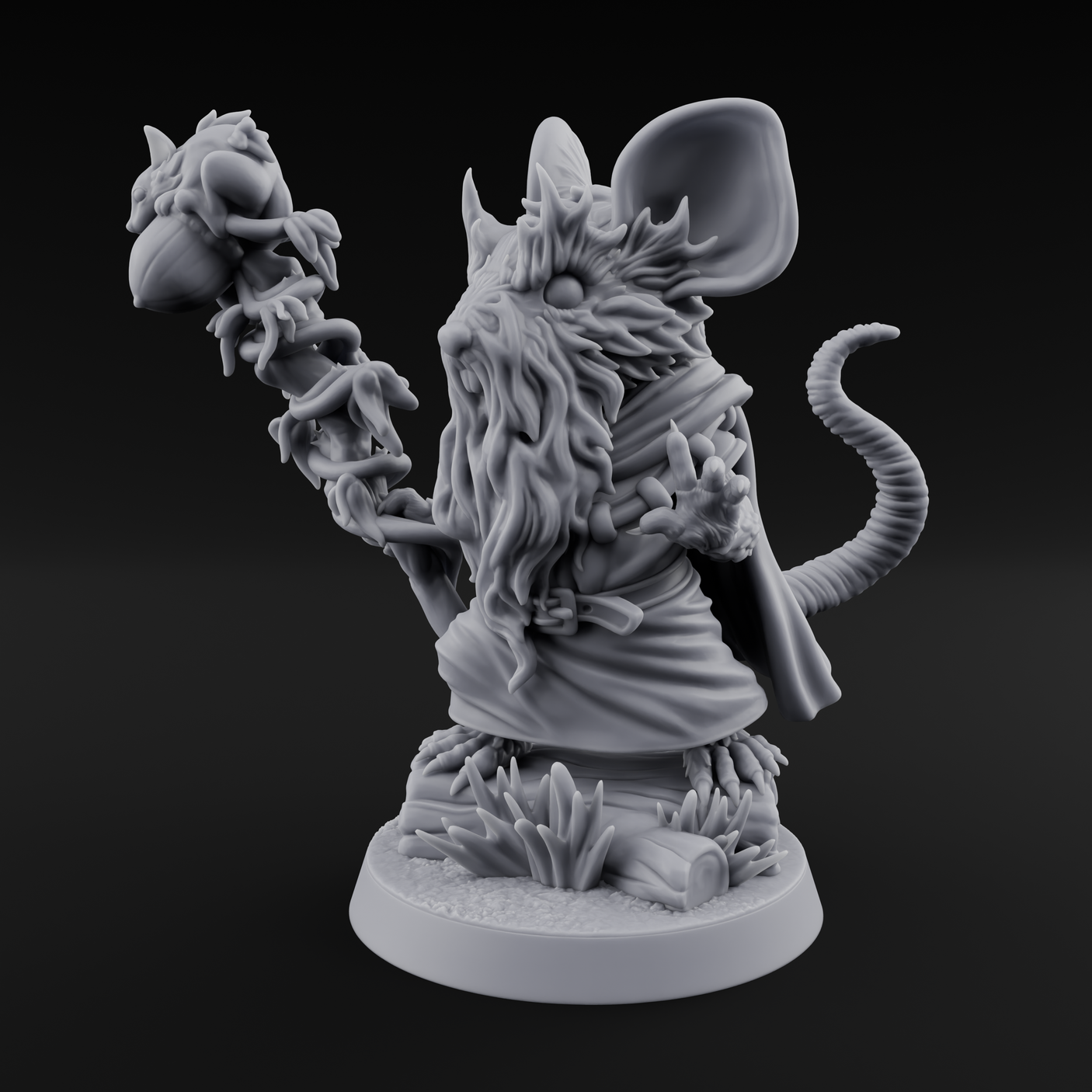 Venerable Mousling Sage Miniature for Dungeons and Dragons, Pathfinder or other TTRPGs