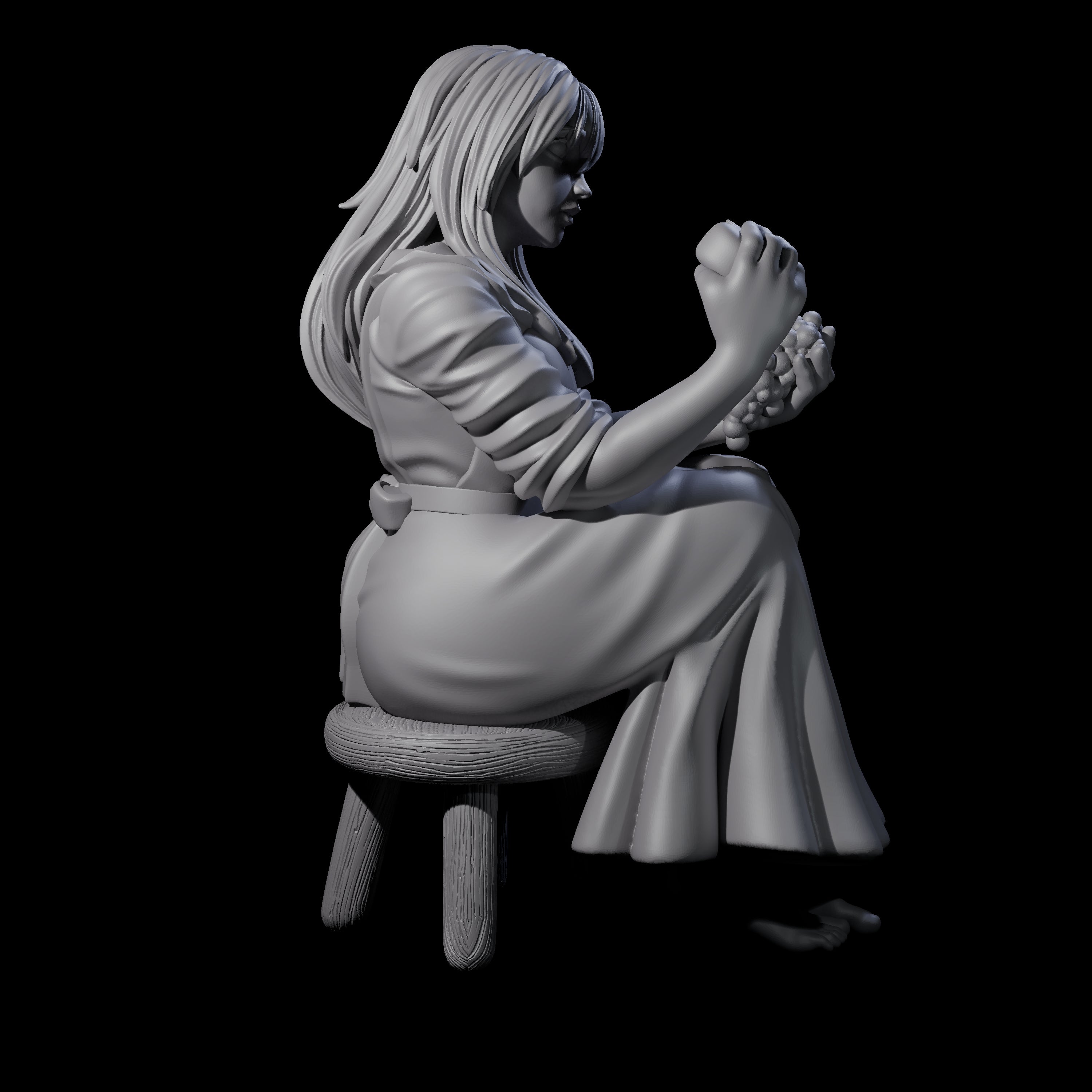 Violett - Young Villager on a break Miniature for Dungeons and Dragons, Pathfinder or other TTRPGs
