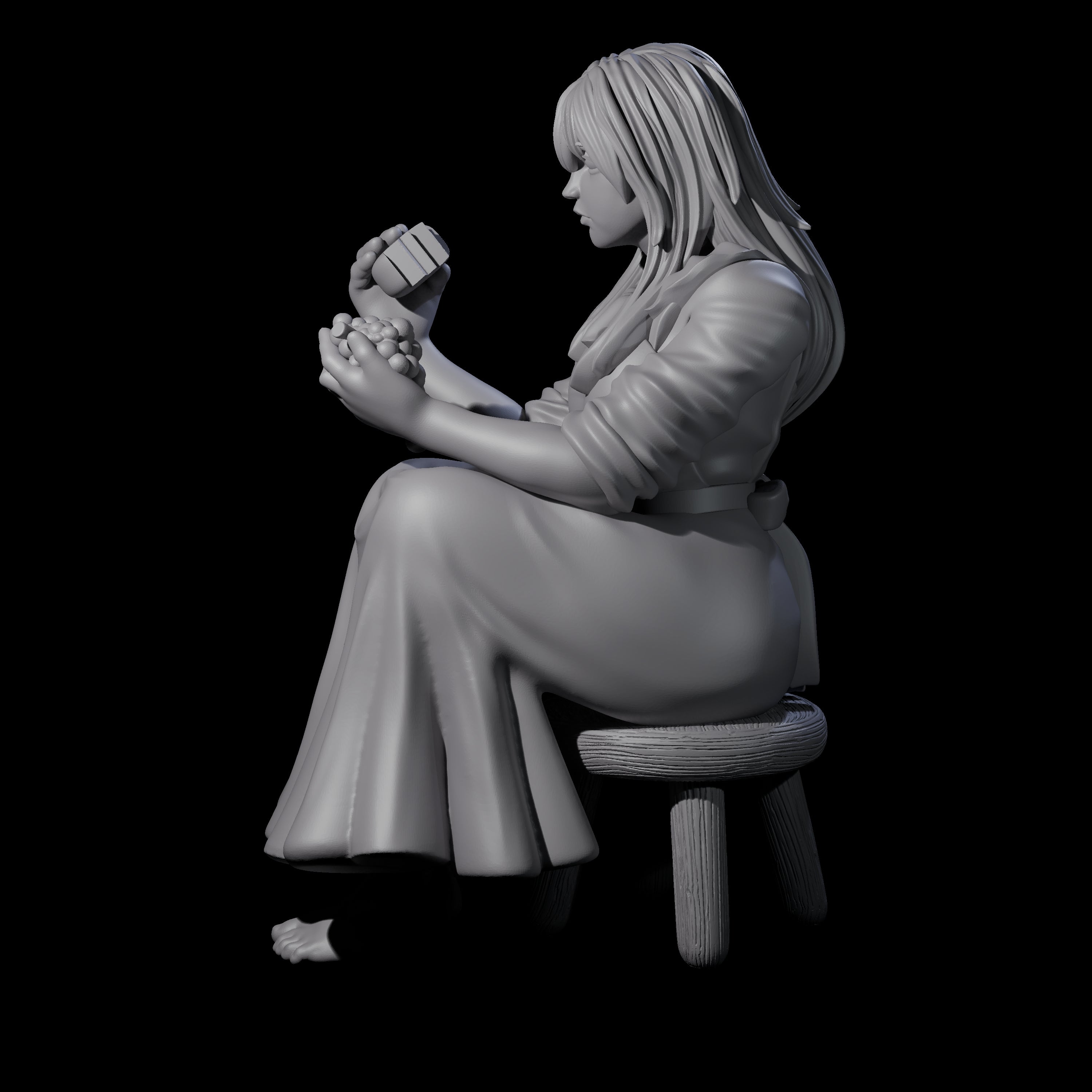 Violett - Young Villager on a break Miniature for Dungeons and Dragons, Pathfinder or other TTRPGs