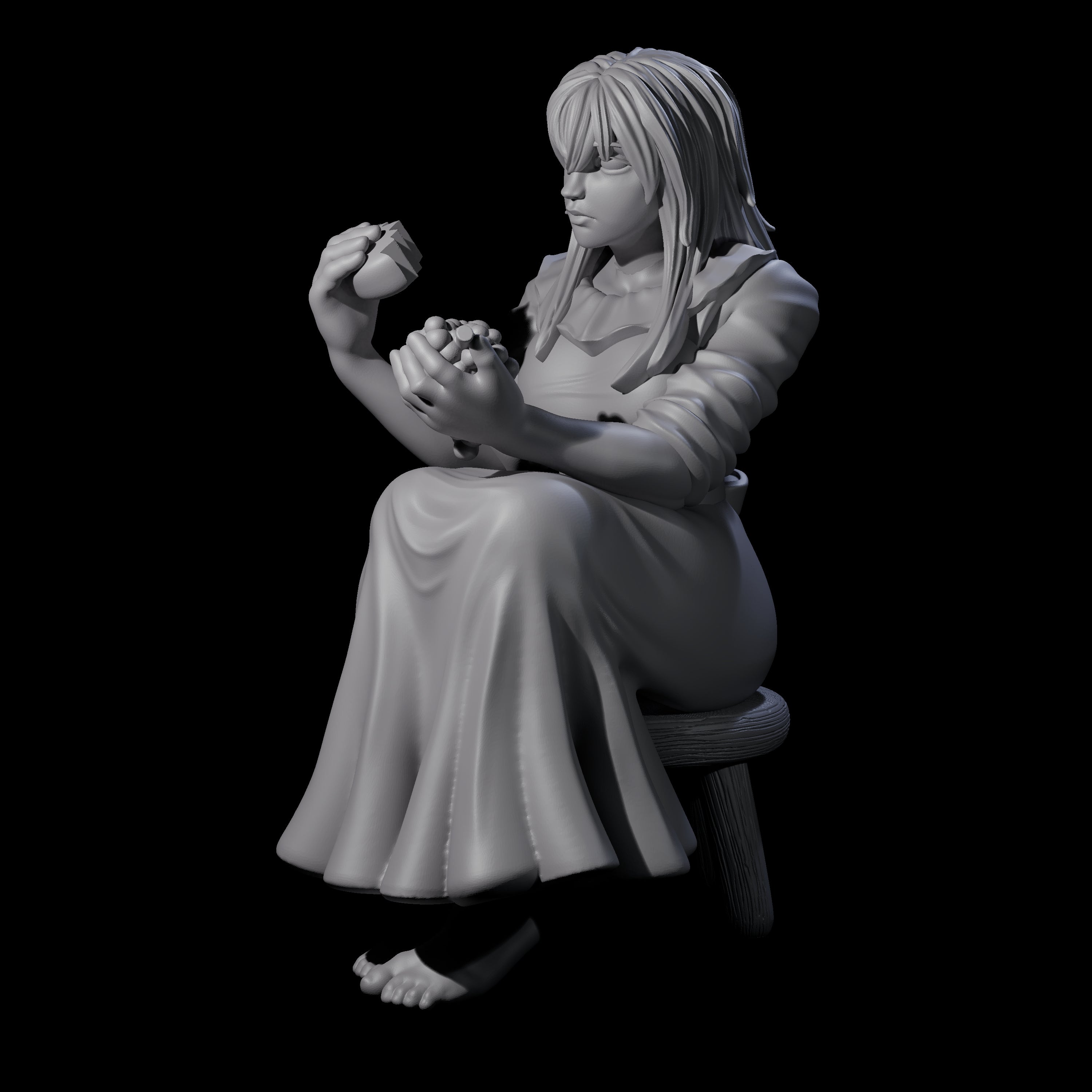 Violett - Young Villager on a break Miniature for Dungeons and Dragons, Pathfinder or other TTRPGs
