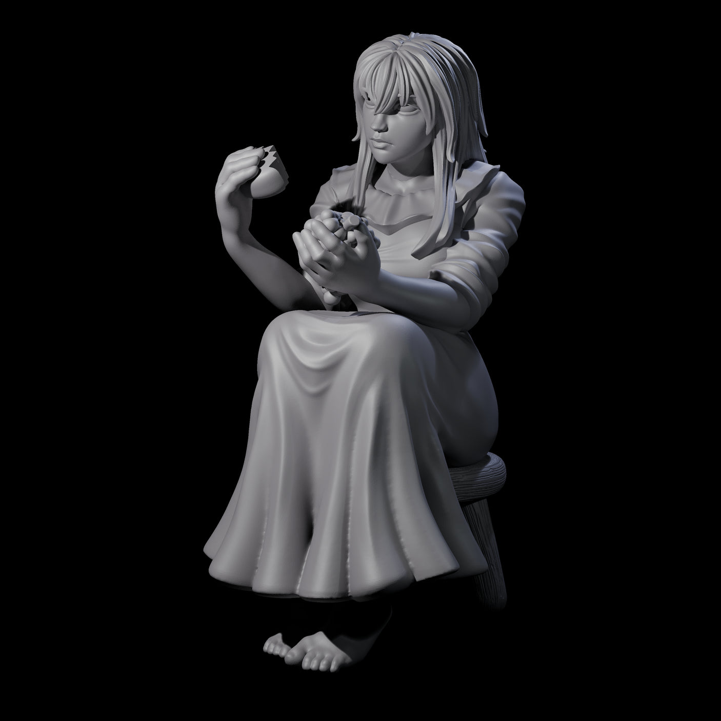 Violett - Young Villager on a break Miniature for Dungeons and Dragons, Pathfinder or other TTRPGs