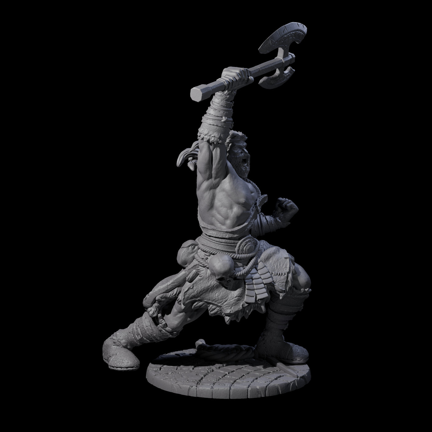 Virtix - Roaring Barbarian Miniature for Dungeons and Dragons, Pathfinder or other TTRPGs