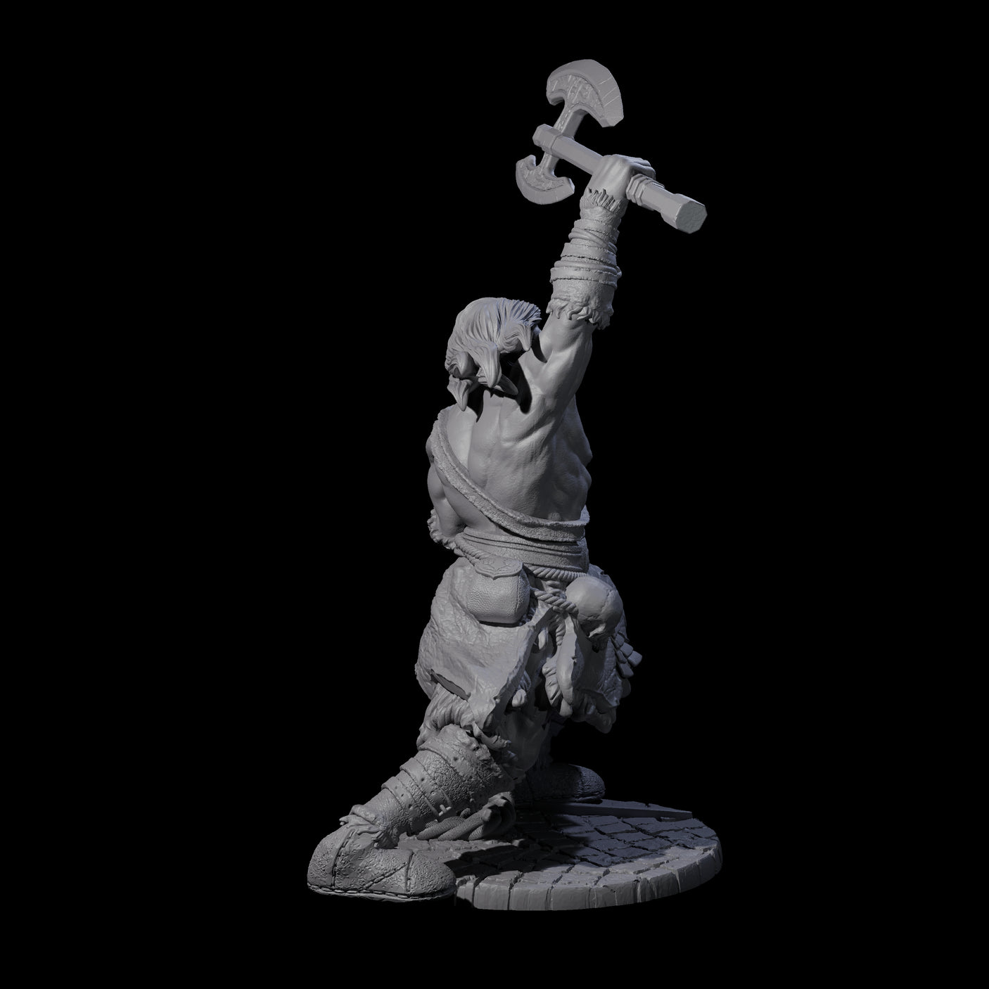 Virtix - Roaring Barbarian Miniature for Dungeons and Dragons, Pathfinder or other TTRPGs