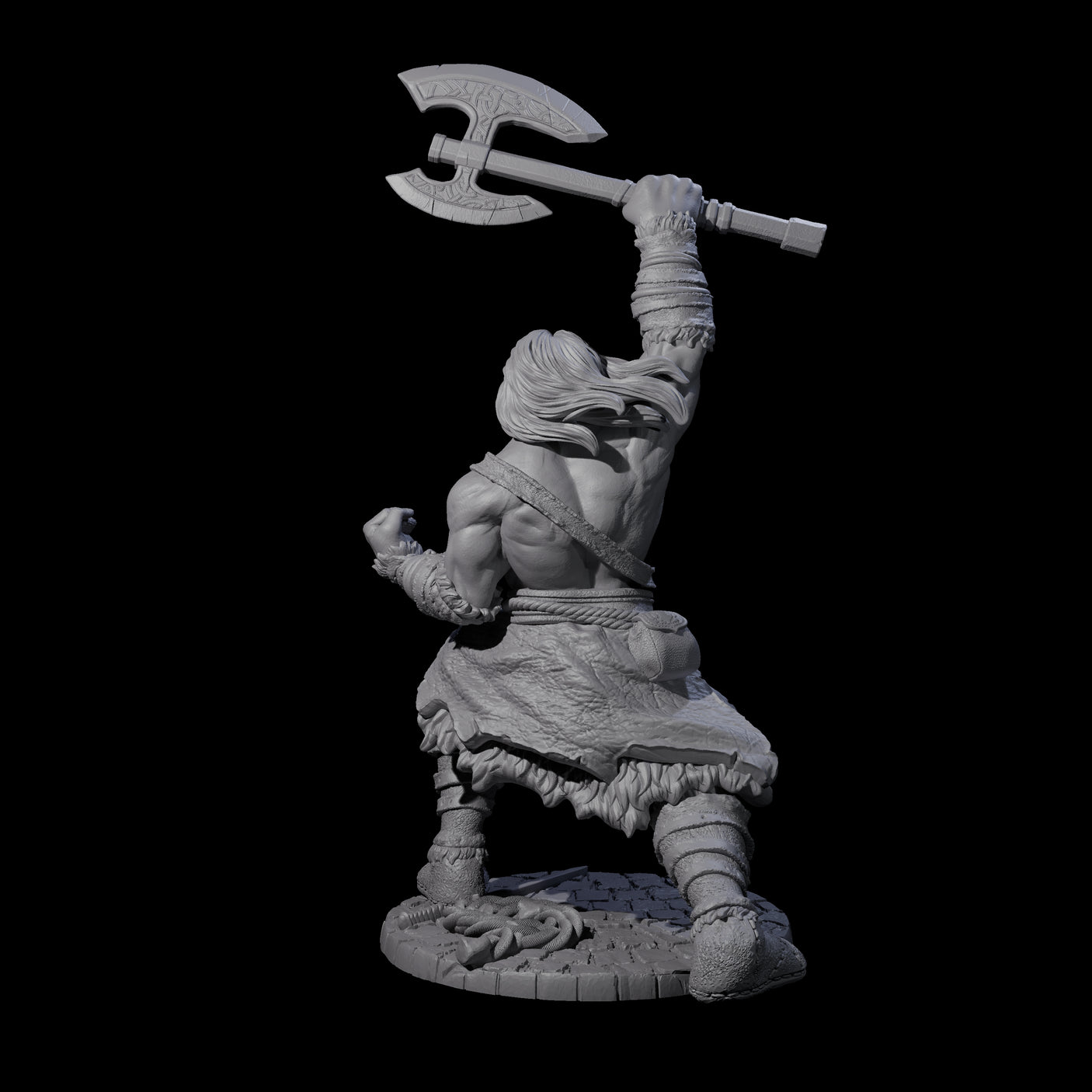 Virtix - Roaring Barbarian Miniature for Dungeons and Dragons, Pathfinder or other TTRPGs