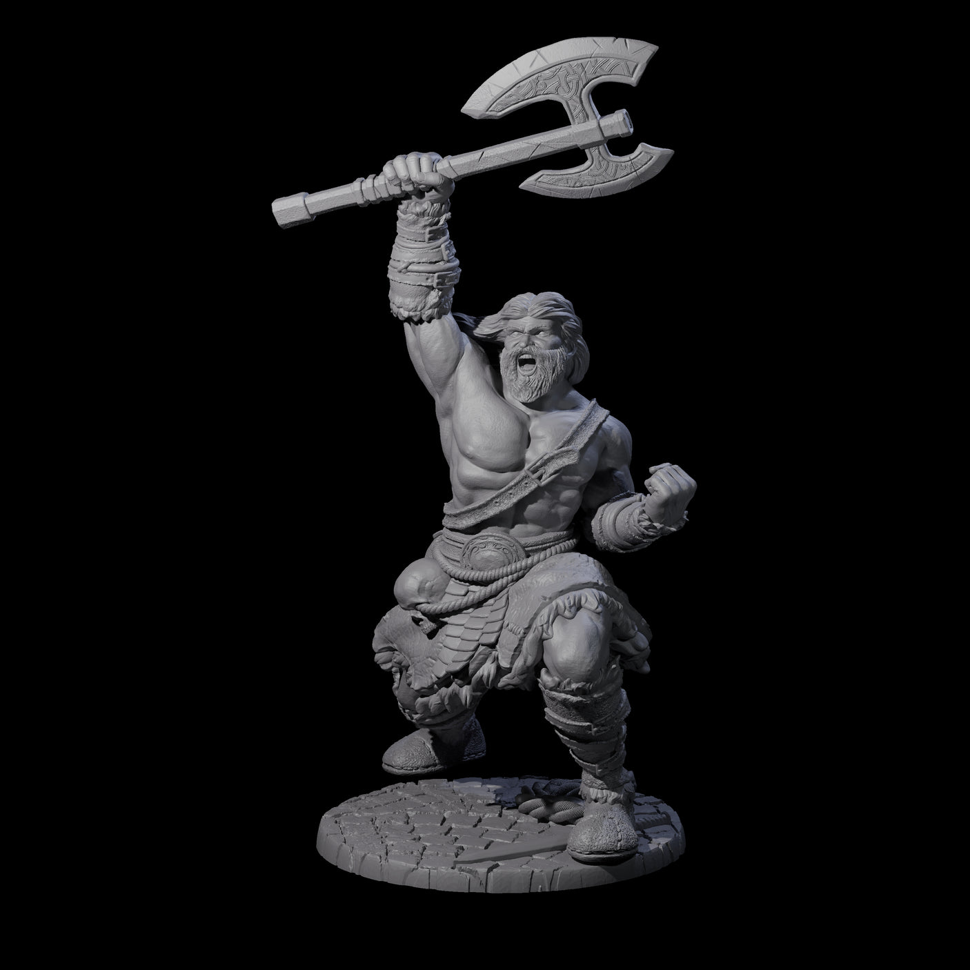 Virtix - Roaring Barbarian Miniature for Dungeons and Dragons, Pathfinder or other TTRPGs