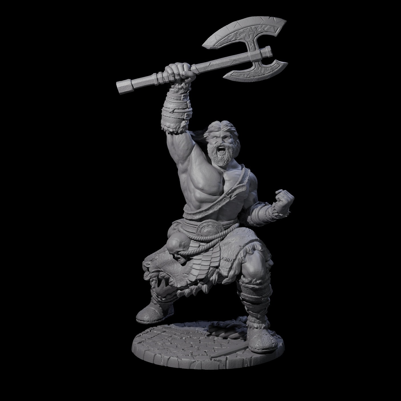 Virtix - Roaring Barbarian Miniature for Dungeons and Dragons, Pathfinder or other TTRPGs