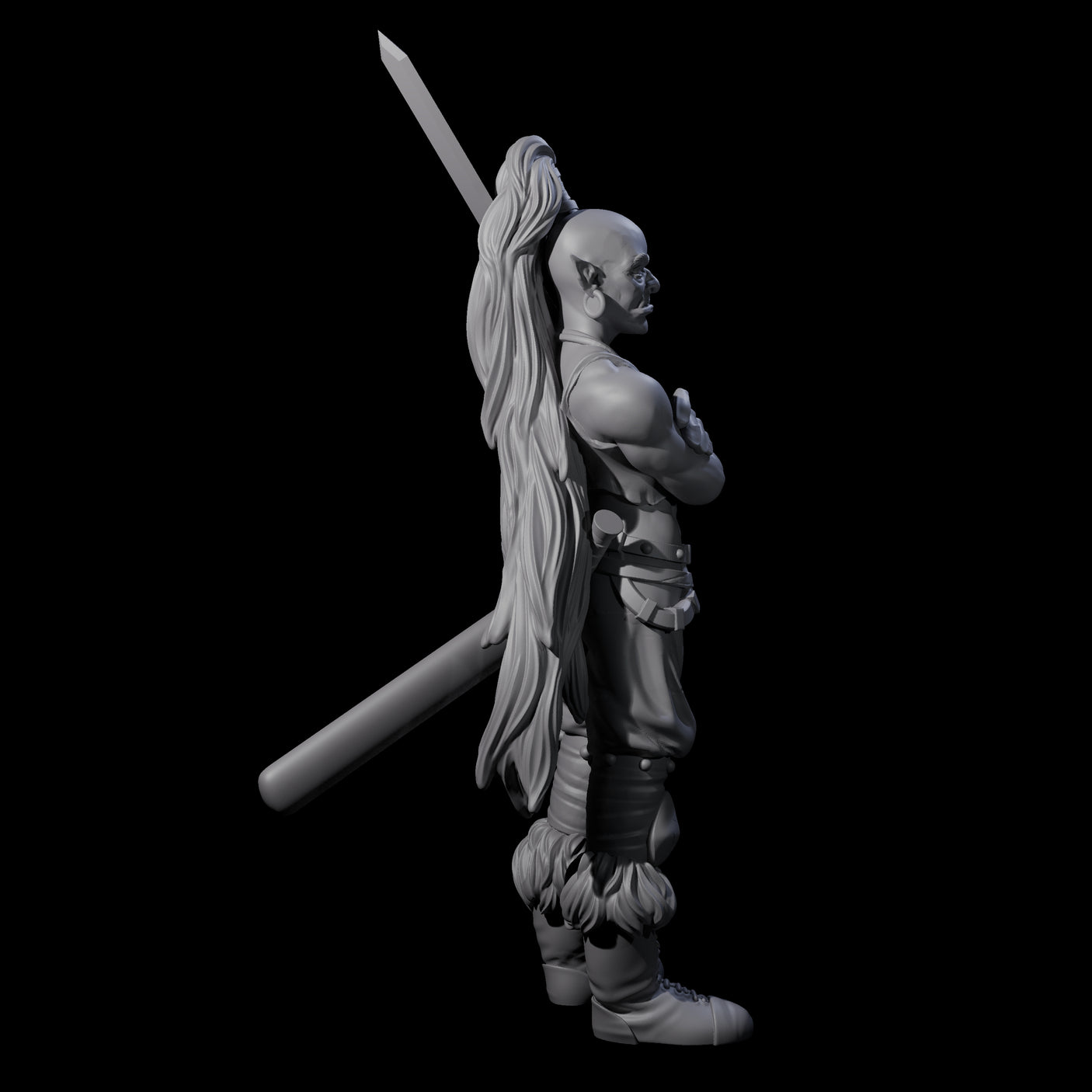Waiting Orc Female Barbarian Miniature for Dungeons and Dragons, Pathfinder or other TTRPGs
