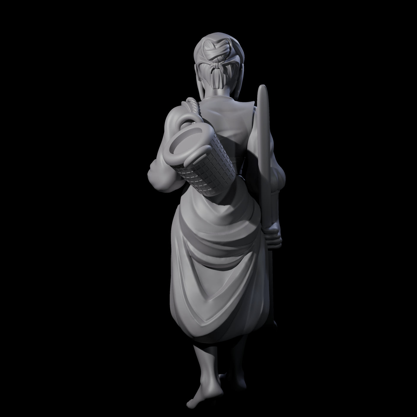 Walking Washerwoman Miniature for Dungeons and Dragons, Pathfinder or other TTRPGs