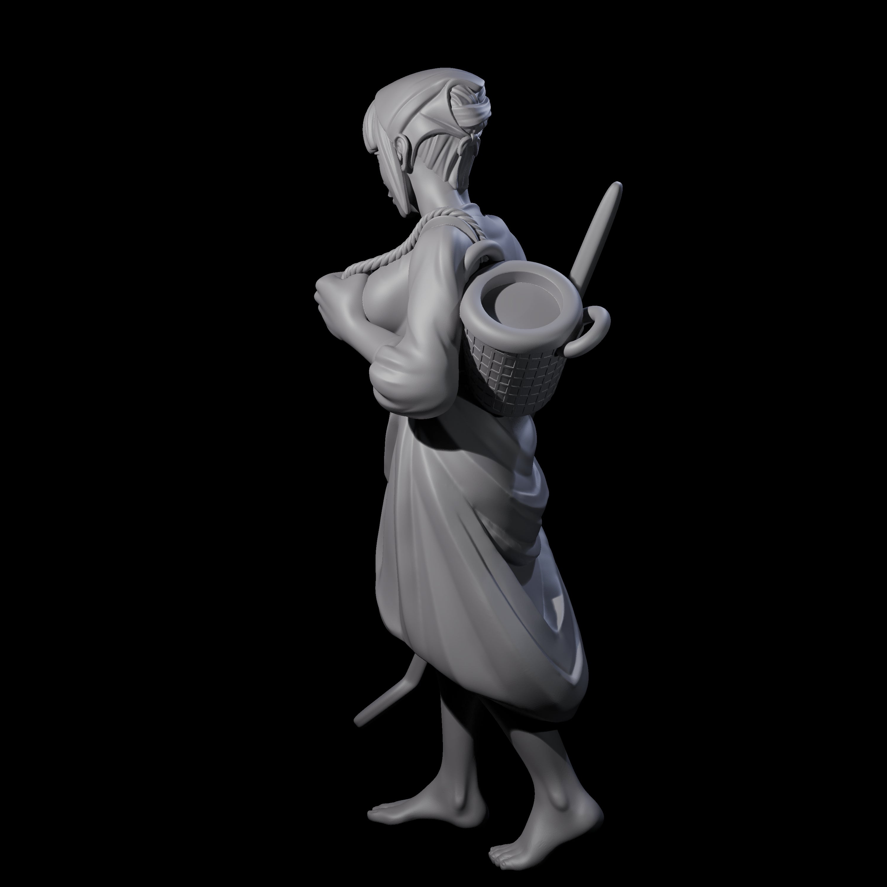 Walking Washerwoman Miniature for Dungeons and Dragons, Pathfinder or other TTRPGs