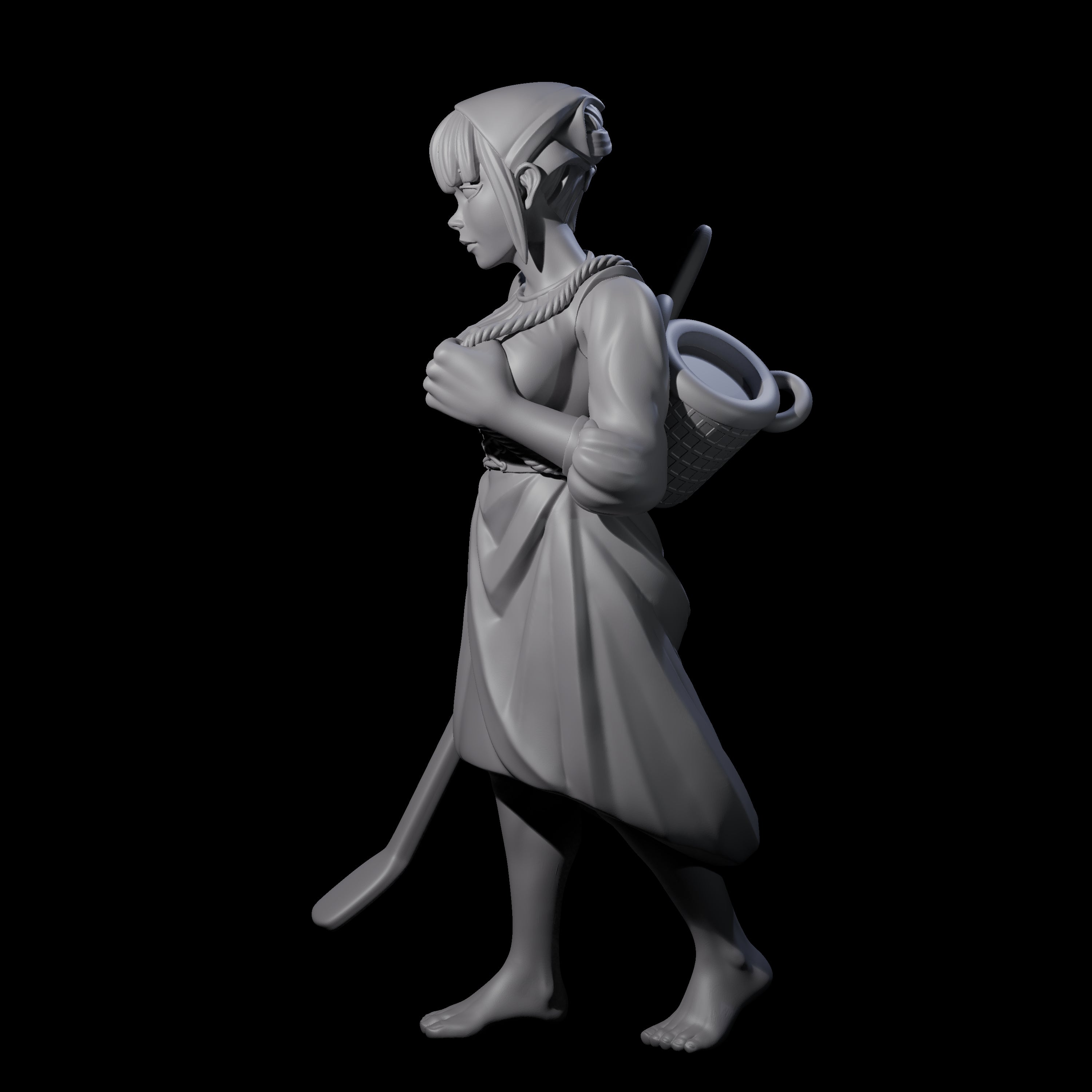 Walking Washerwoman Miniature for Dungeons and Dragons, Pathfinder or other TTRPGs