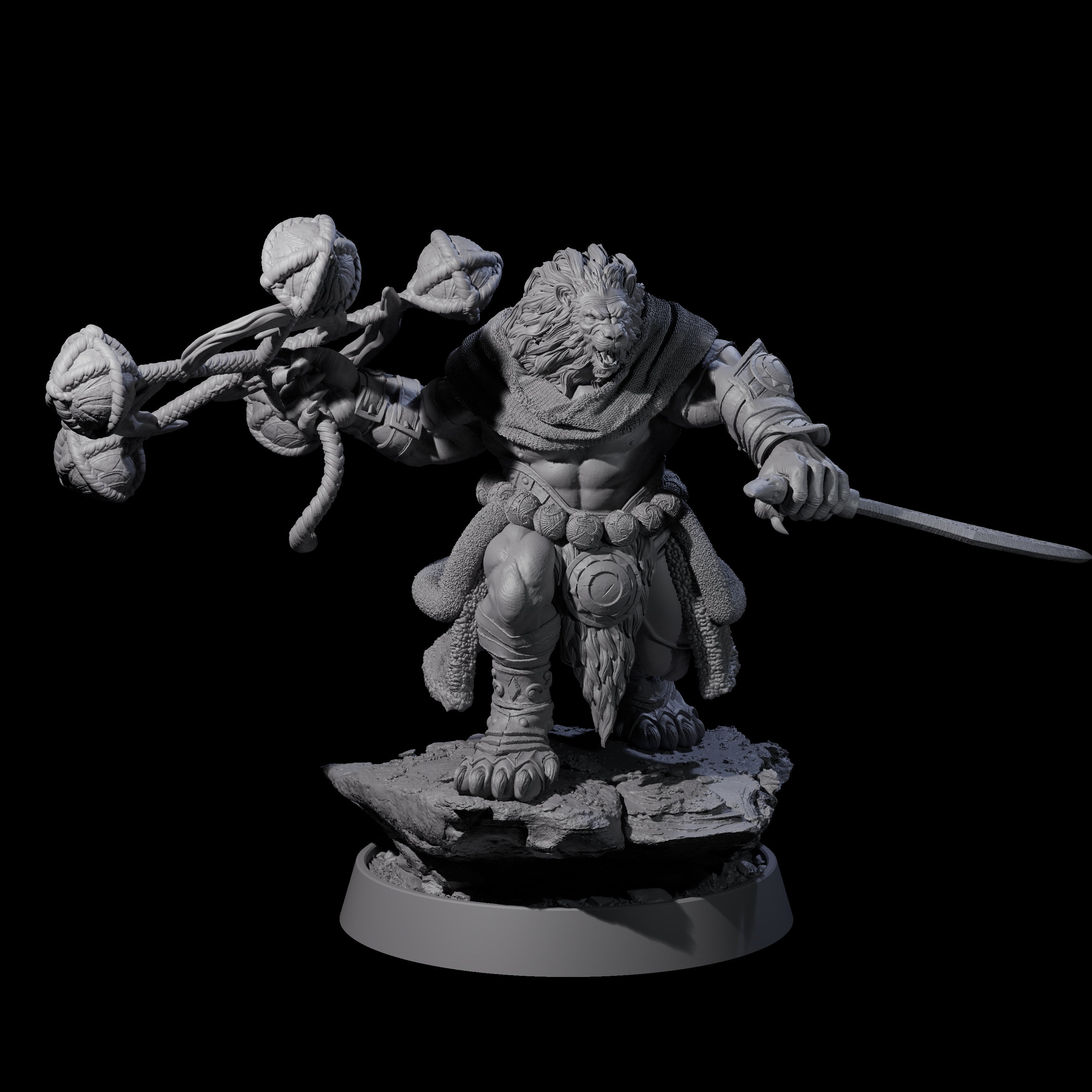 Wandering Leonin Nomad F Miniature for Dungeons and Dragons, Pathfinder or other TTRPGs