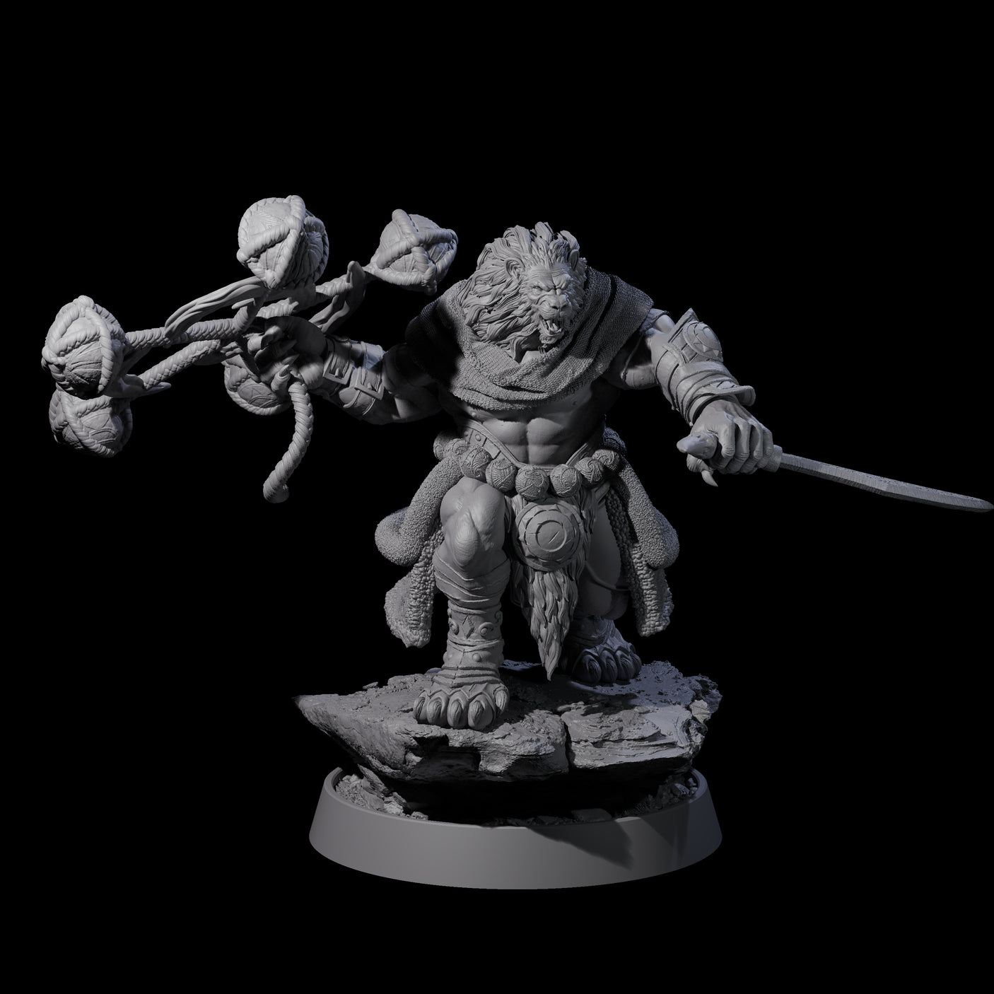 Wandering Leonin Nomad F Miniature for Dungeons and Dragons, Pathfinder or other TTRPGs