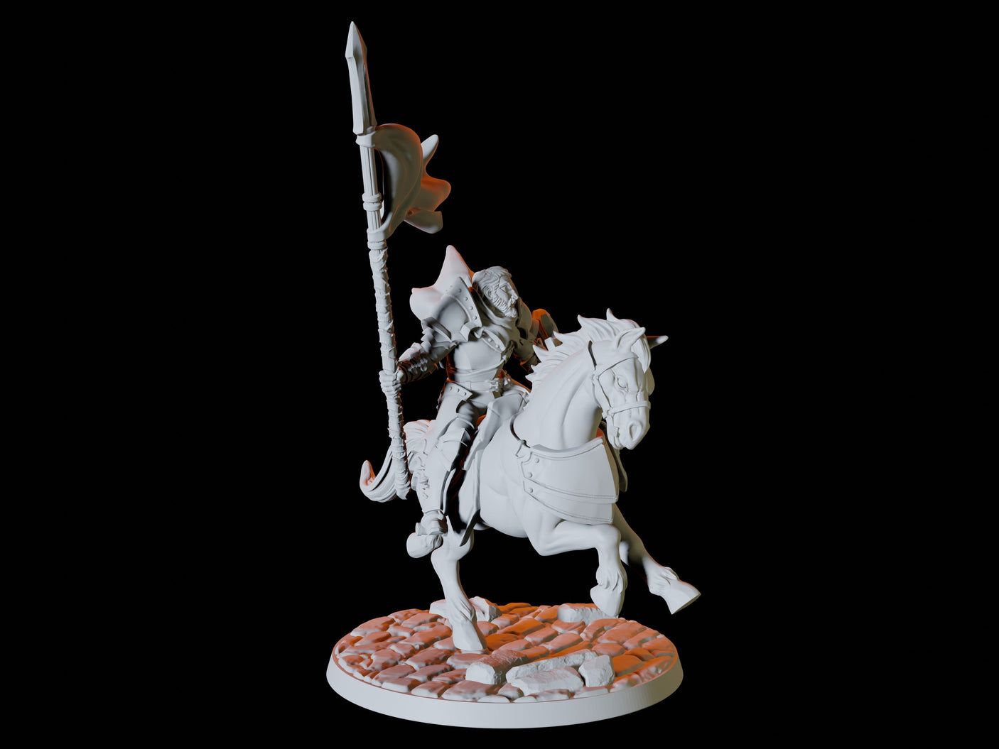 Warhorse and Rider Type A Miniature for Dungeons and Dragons, Pathfinder or other TTRPGs