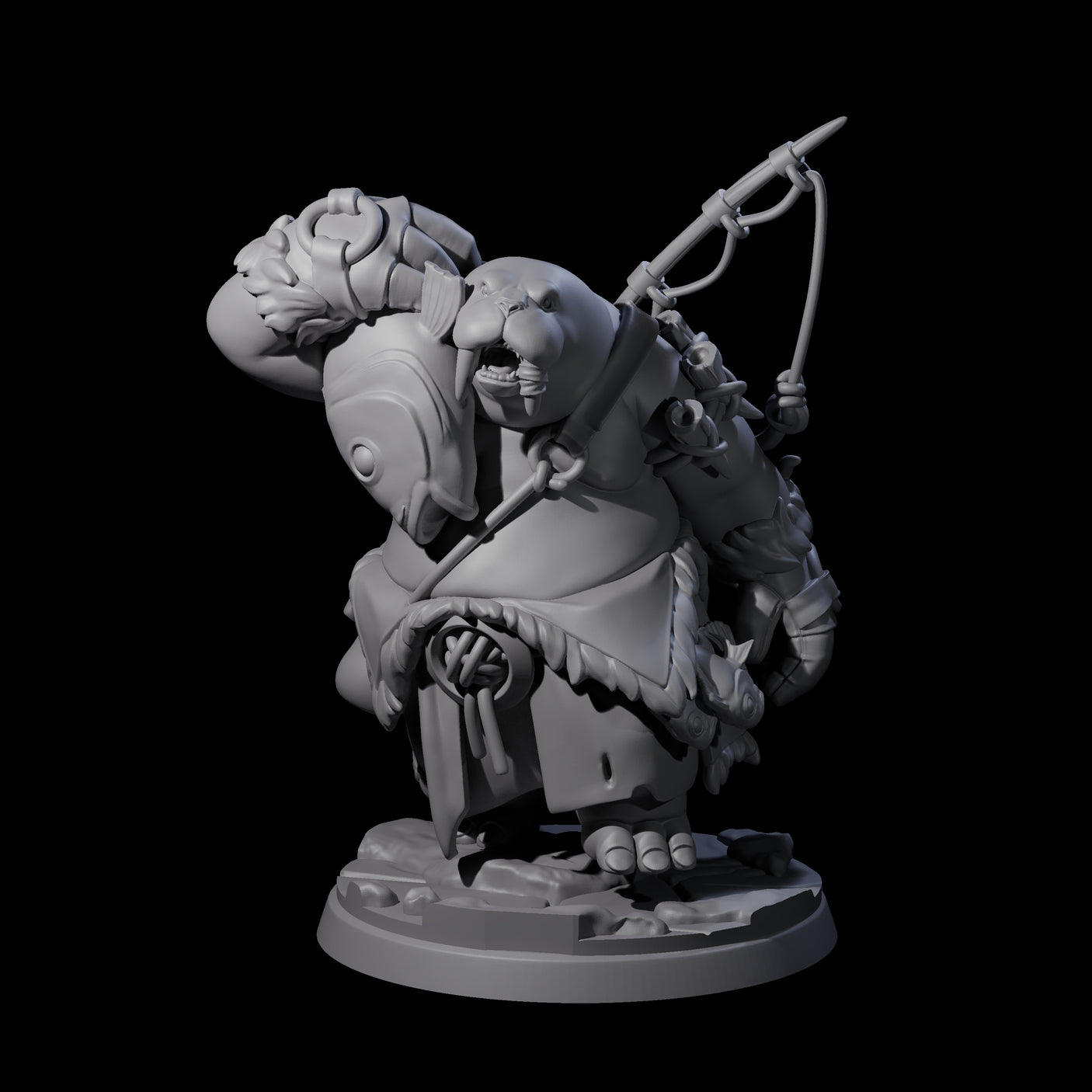 Weathered Walrus Fisherman Miniature for Dungeons and Dragons, Pathfinder or other TTRPGs