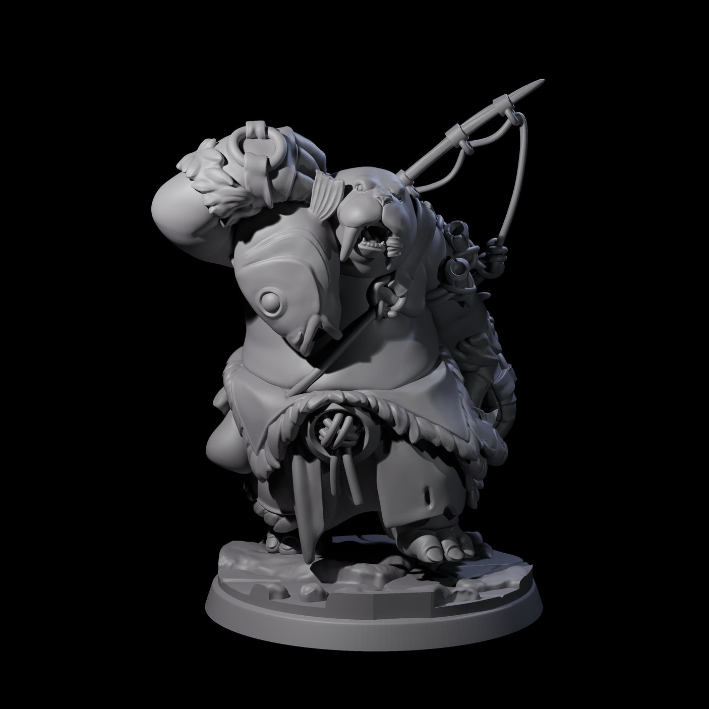 Weathered Walrus Fisherman Miniature for Dungeons and Dragons, Pathfinder or other TTRPGs