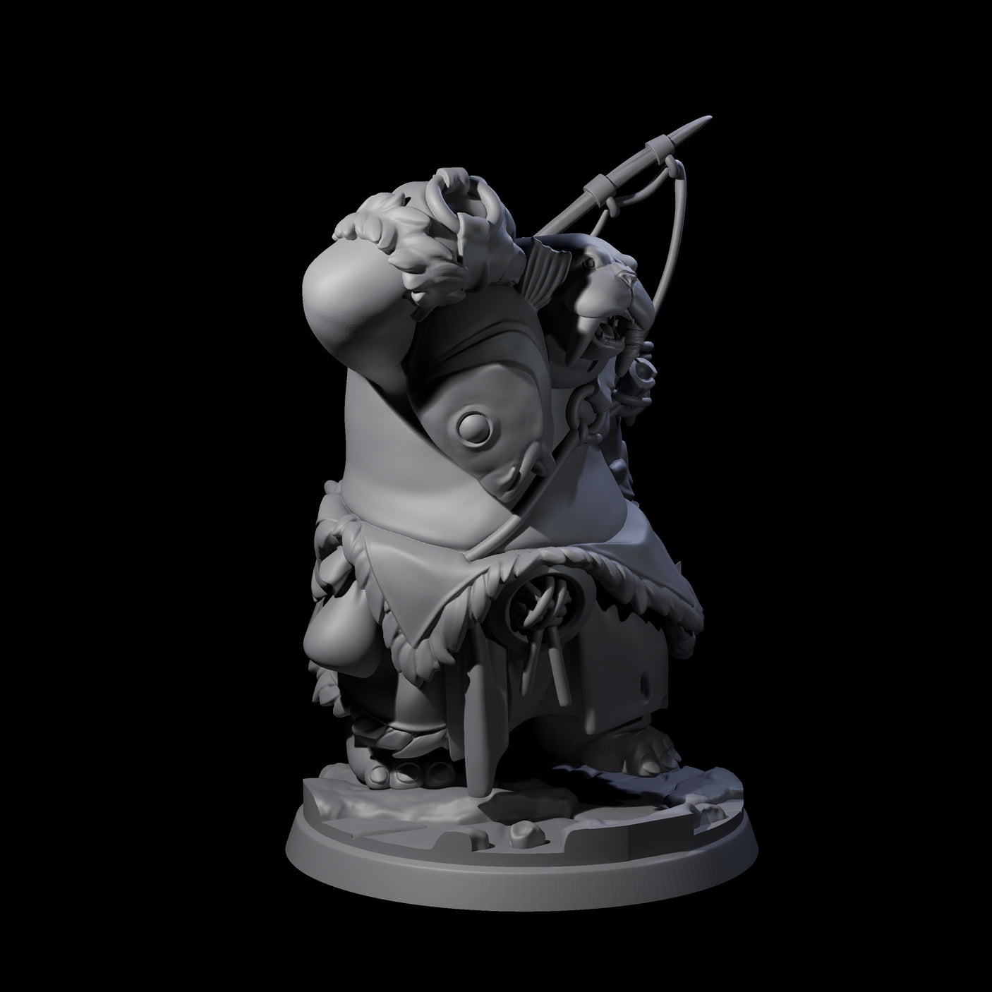 Weathered Walrus Fisherman Miniature for Dungeons and Dragons, Pathfinder or other TTRPGs