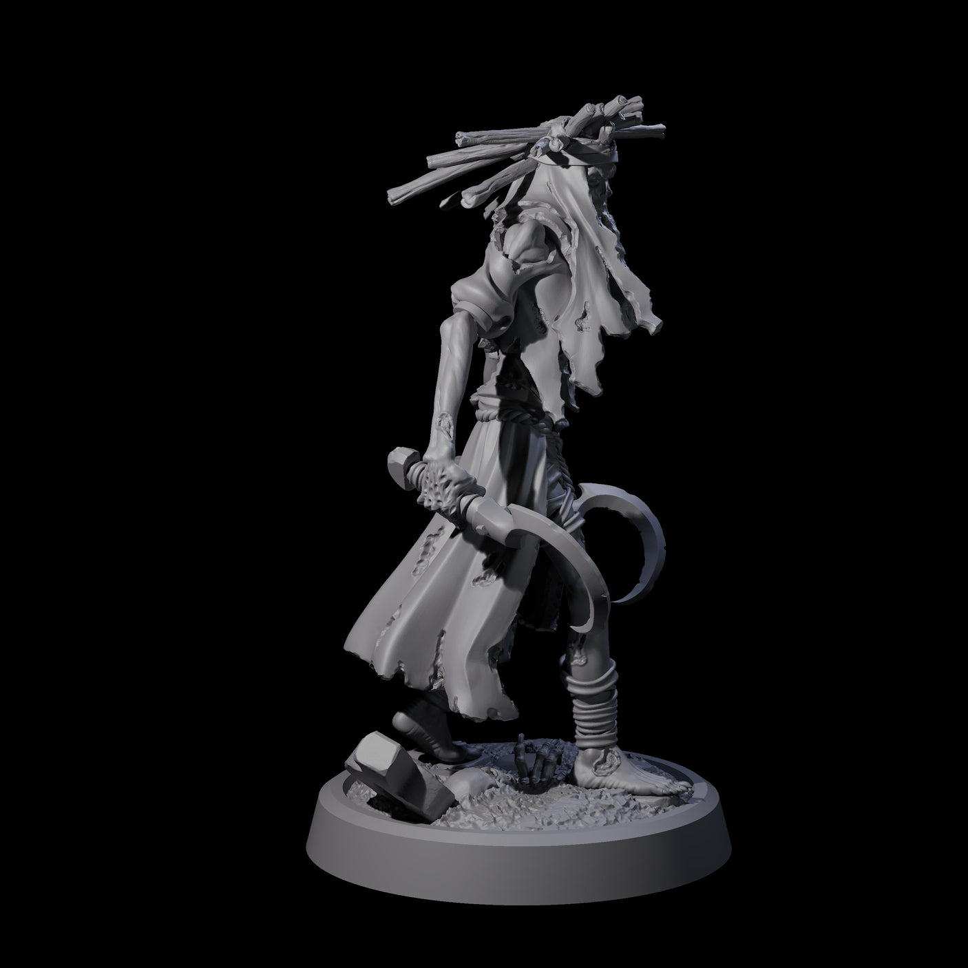 Weathered Zombie Serf B Miniature for Dungeons and Dragons, Pathfinder or other TTRPGs
