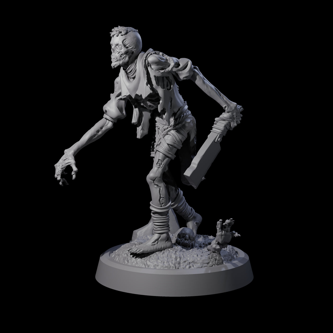 Weathered Zombie Serfs Miniature for Dungeons and Dragons, Pathfinder or other TTRPGs