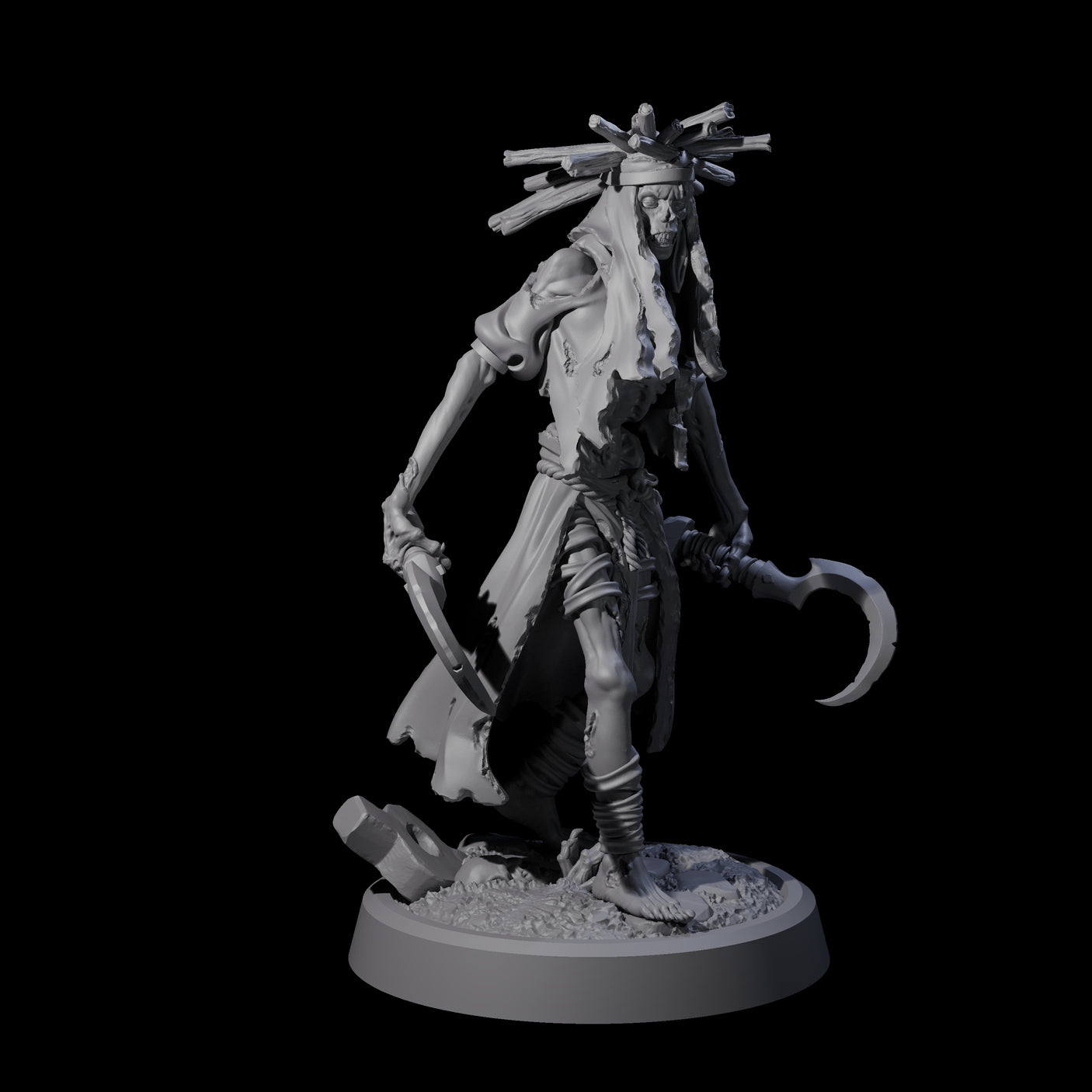 Weathered Zombie Serfs Miniature for Dungeons and Dragons, Pathfinder or other TTRPGs
