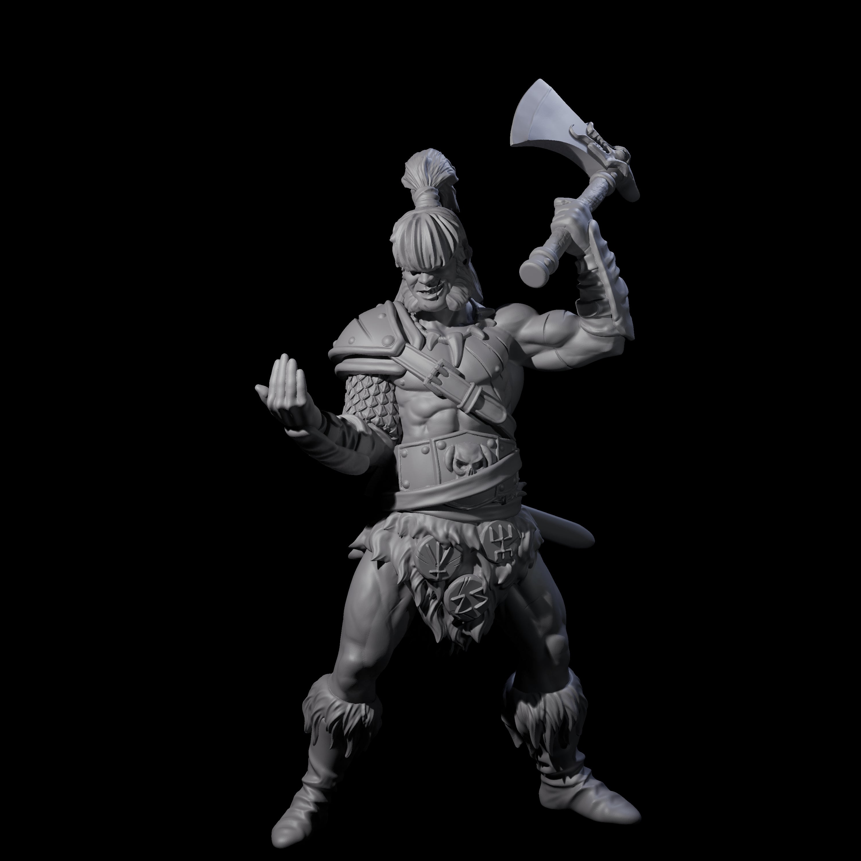 Weird Hair Human Barbarian Miniature for Dungeons and Dragons, Pathfinder or other TTRPGs