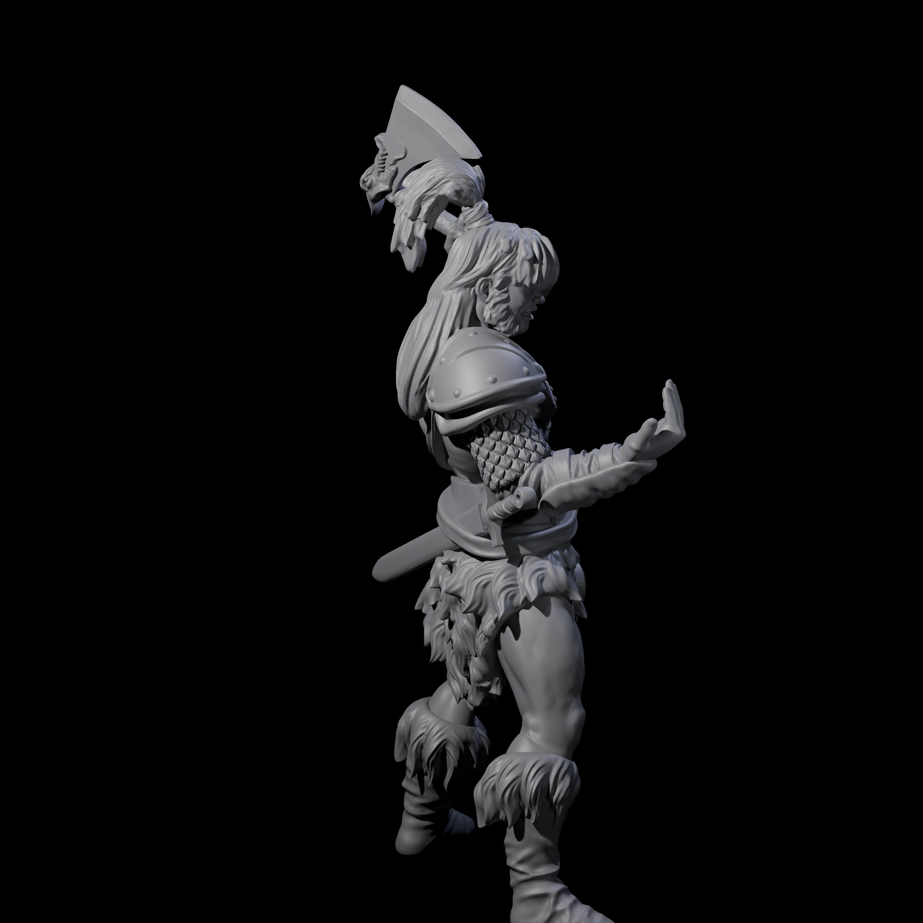 Weird Hair Human Barbarian Miniature for Dungeons and Dragons, Pathfinder or other TTRPGs
