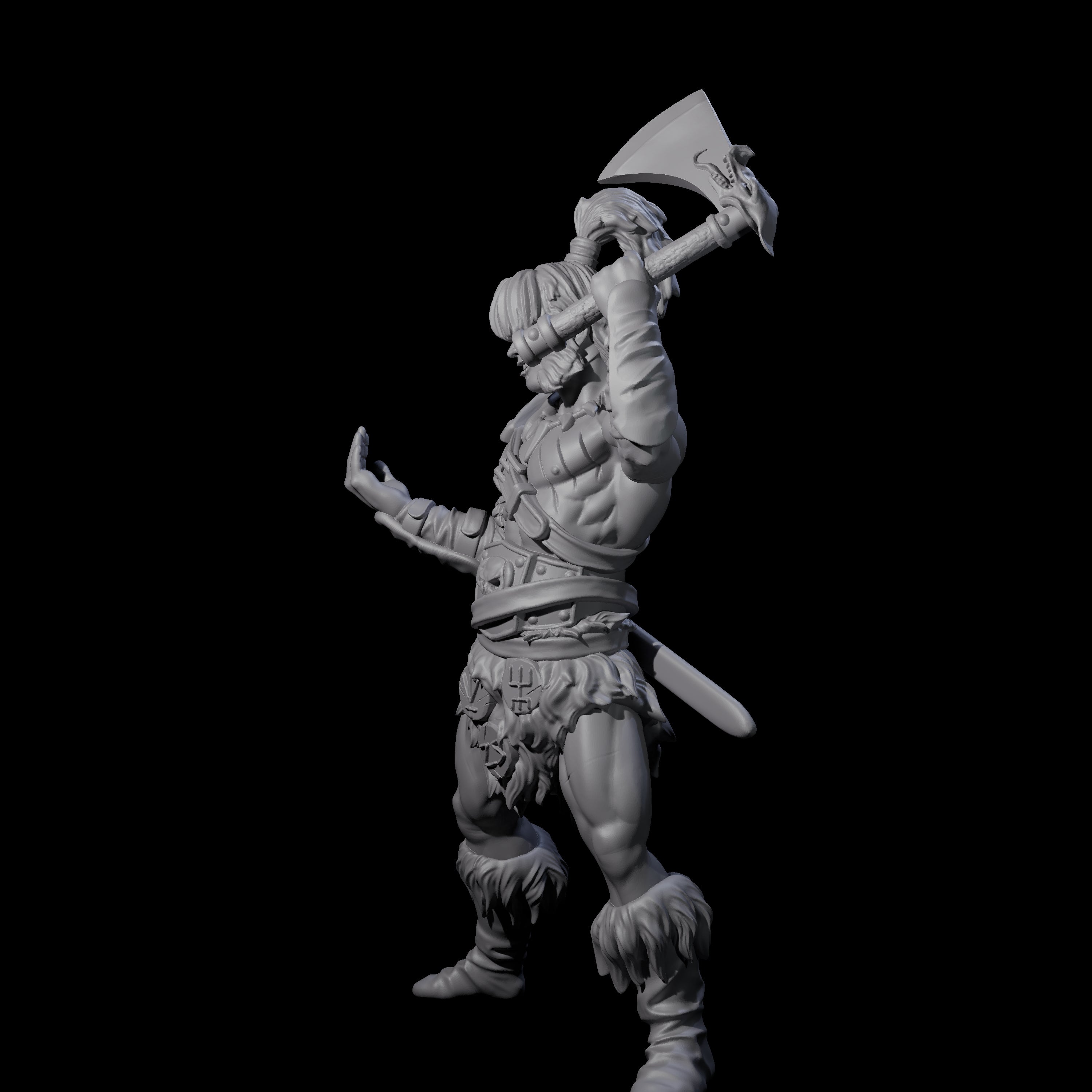 Weird Hair Human Barbarian Miniature for Dungeons and Dragons, Pathfinder or other TTRPGs