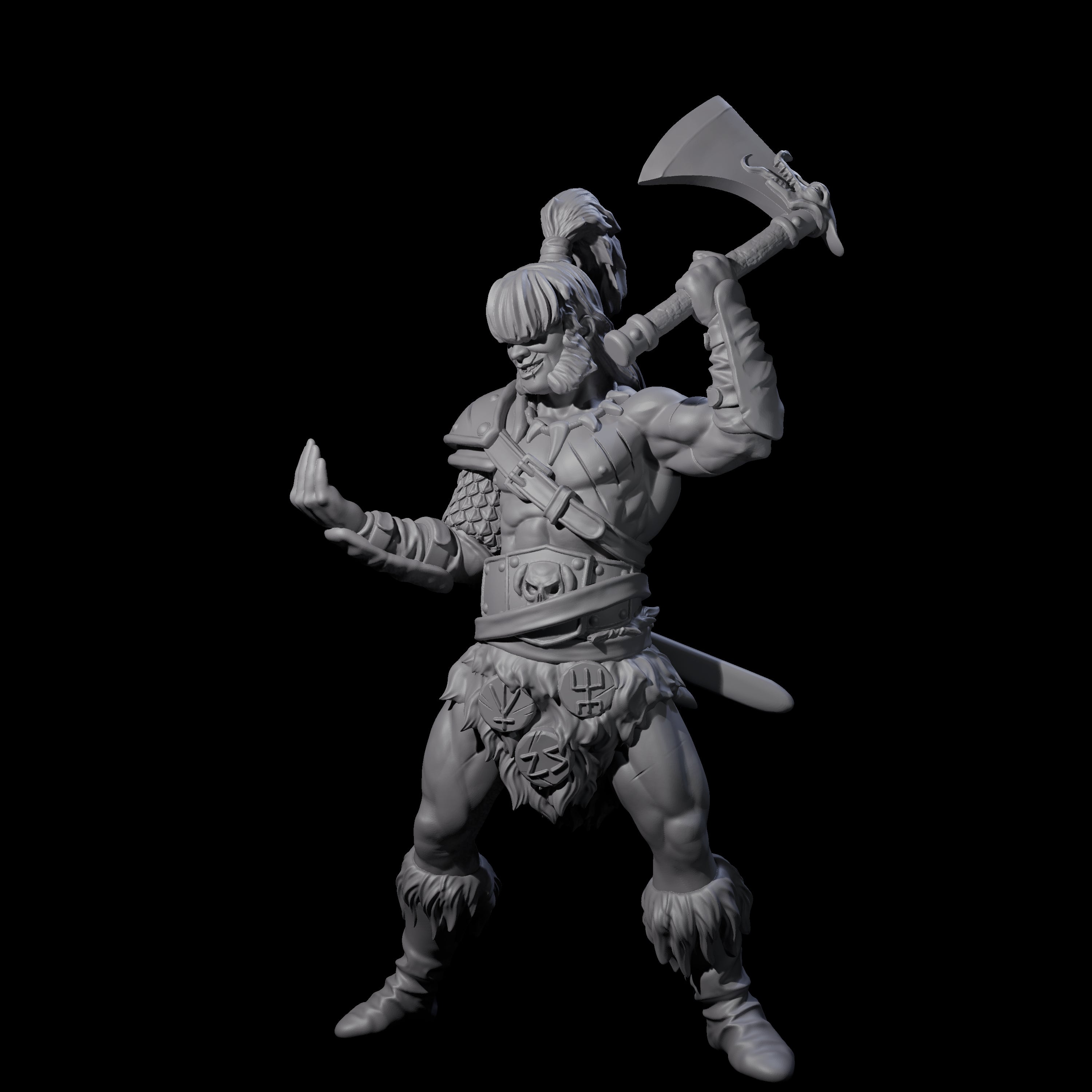 Weird Hair Human Barbarian Miniature for Dungeons and Dragons, Pathfinder or other TTRPGs