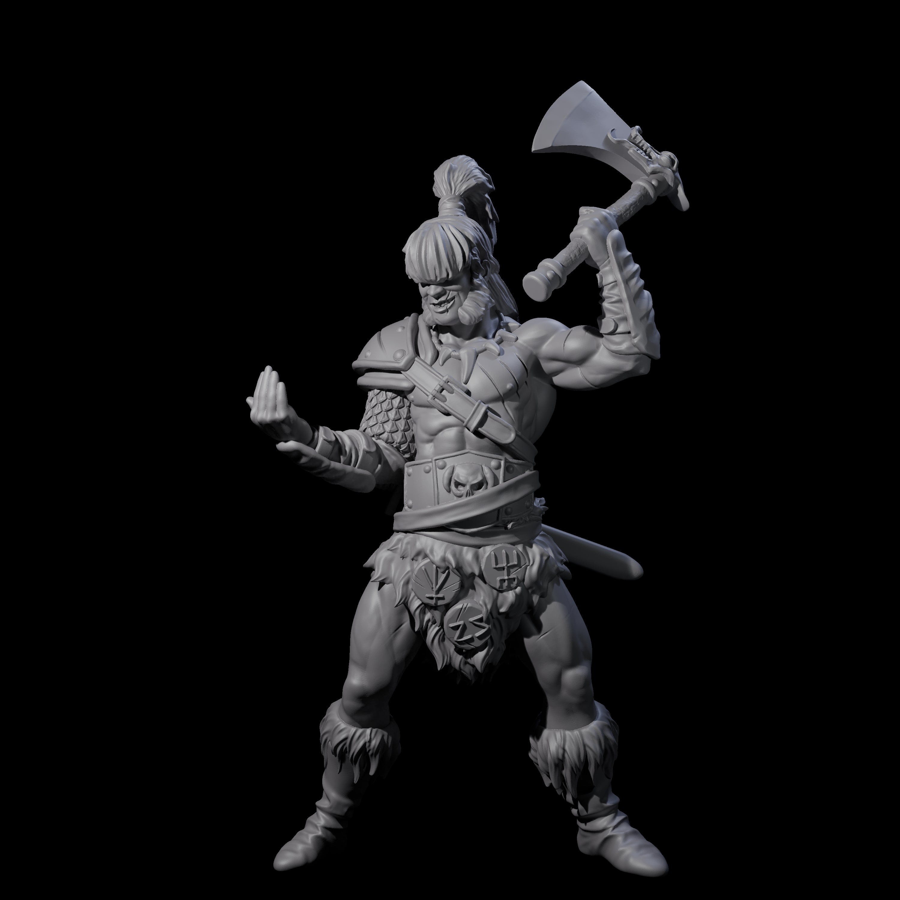 Weird Hair Human Barbarian Miniature for Dungeons and Dragons, Pathfinder or other TTRPGs