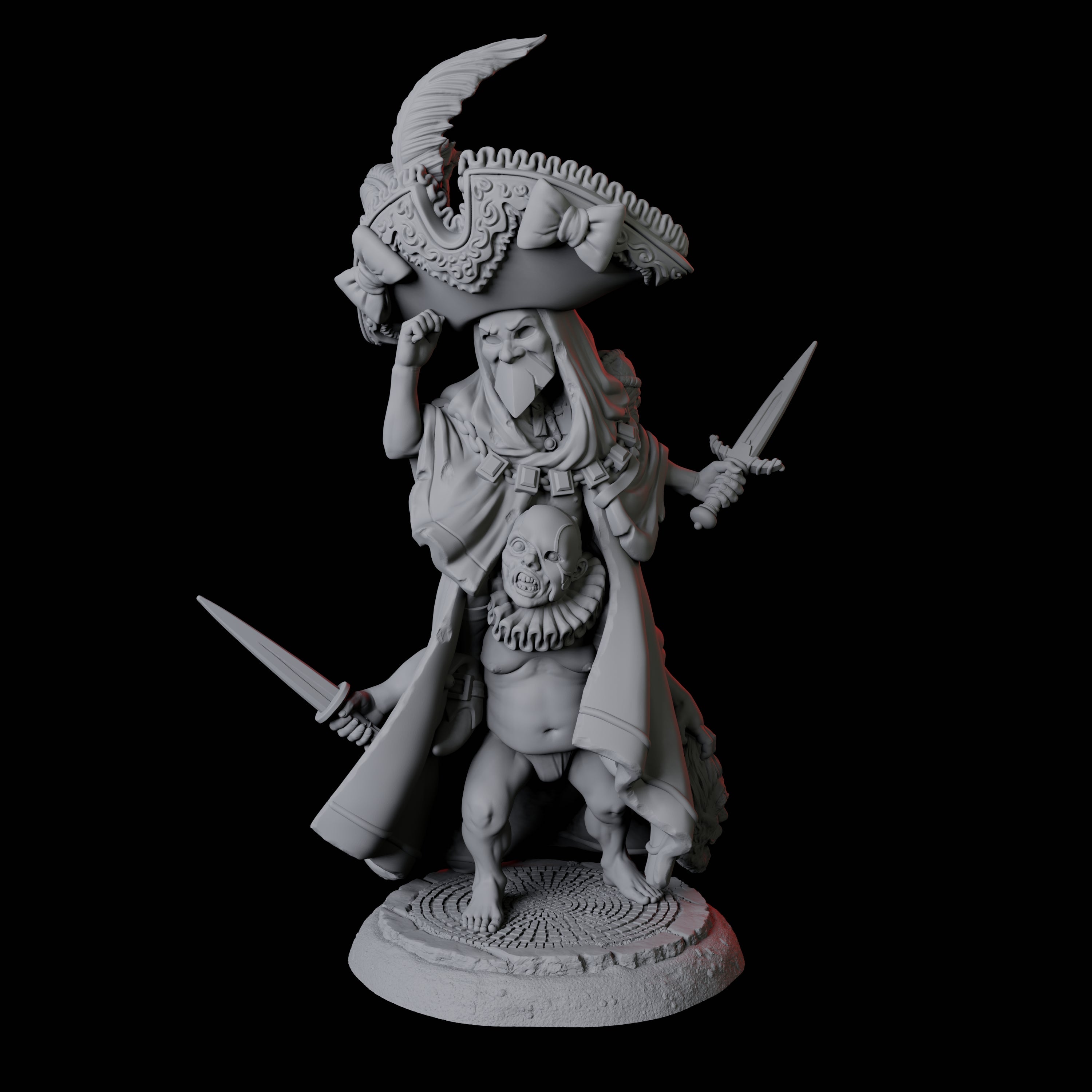 Weird Halfling Jester Pair A Miniature for Dungeons and Dragons, Pathfinder or other TTRPGs