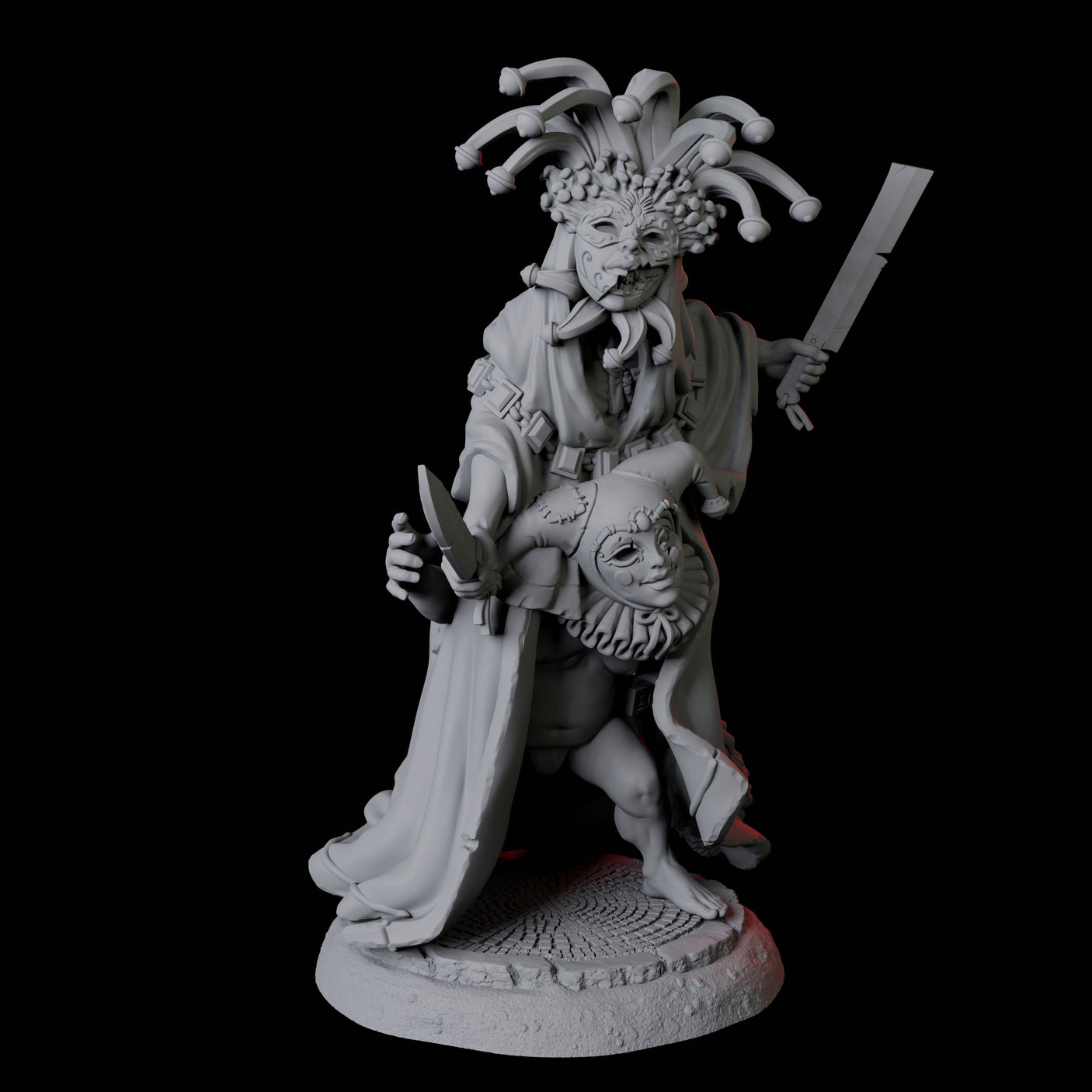 Weird Halfling Jester Pair B Miniature for Dungeons and Dragons, Pathfinder or other TTRPGs