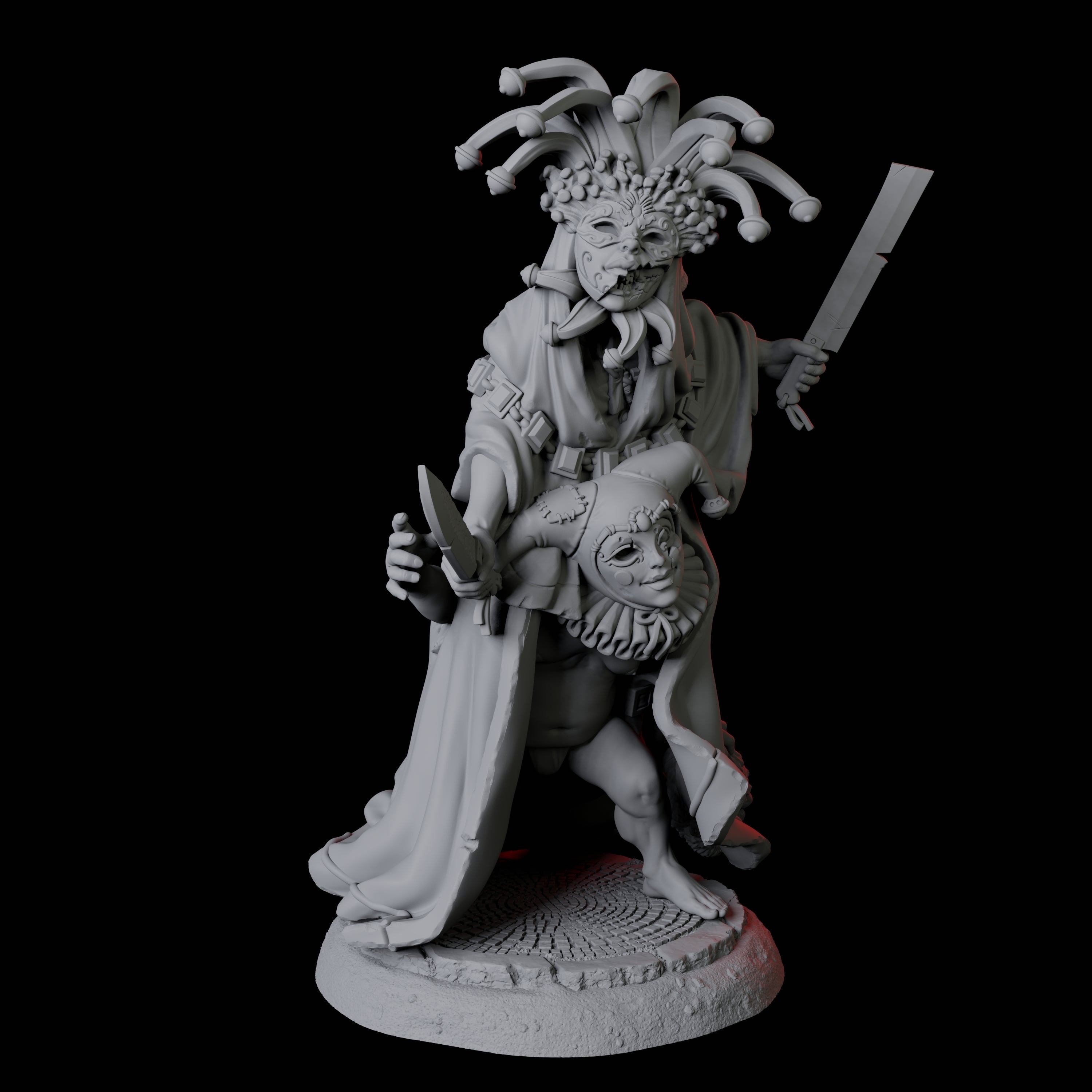 Weird Halfling Jester Pair B Miniature for Dungeons and Dragons, Pathfinder or other TTRPGs